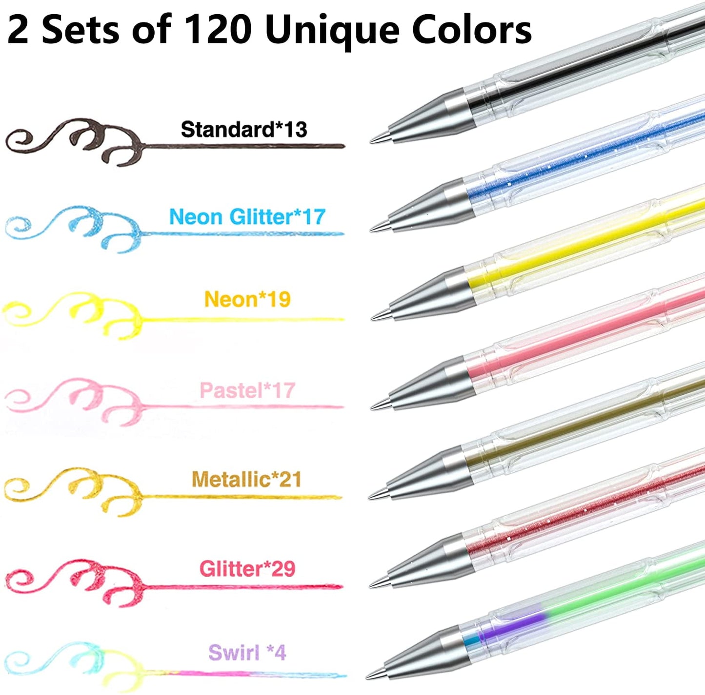 240 Pack Gel Pens, Shuttle Art 2 Sets of 120 Colors Gel Pens for Adults Coloring Books Drawing Doodling Crafts Scrapbooking Journaling