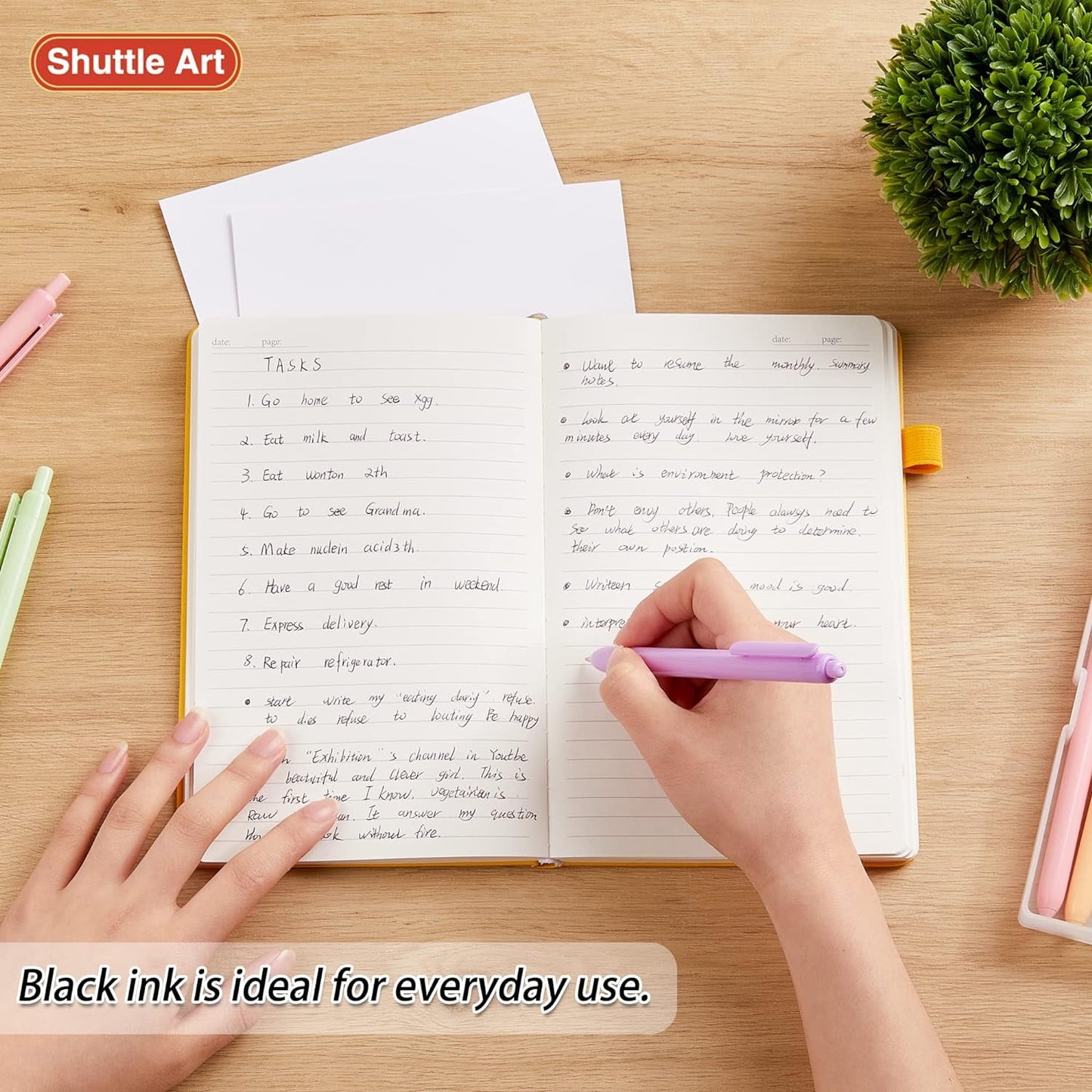 Shuttle Art Pastel Retractable Pens, Ballpoint, 1 mm, Black Ink, 15 Pack