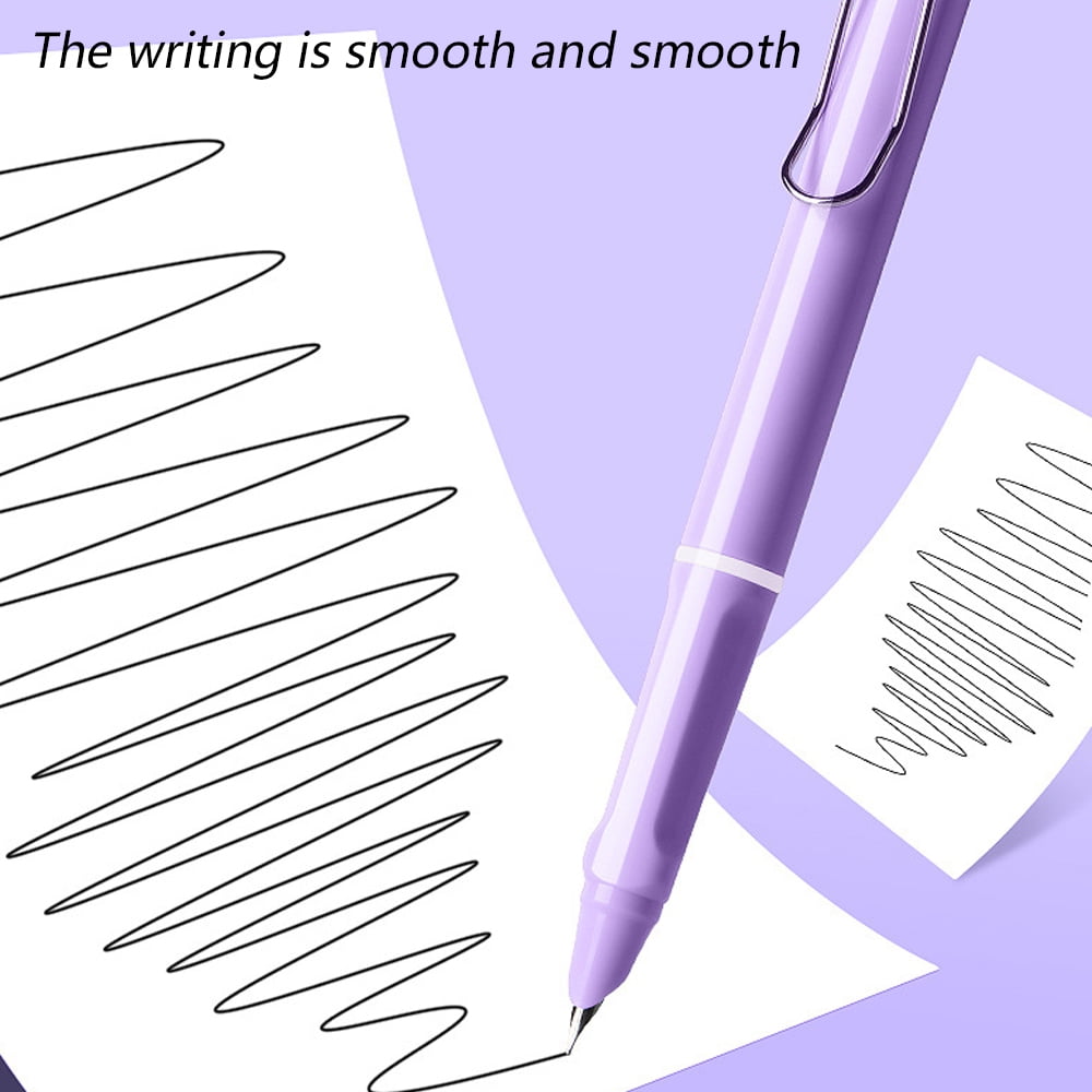 2Pcs Retractable Fountain Pen Extra Fine Nib Thermal Erasable Fountain Pen Set includes Fountain Pens with Ink Converter - Purple+pink