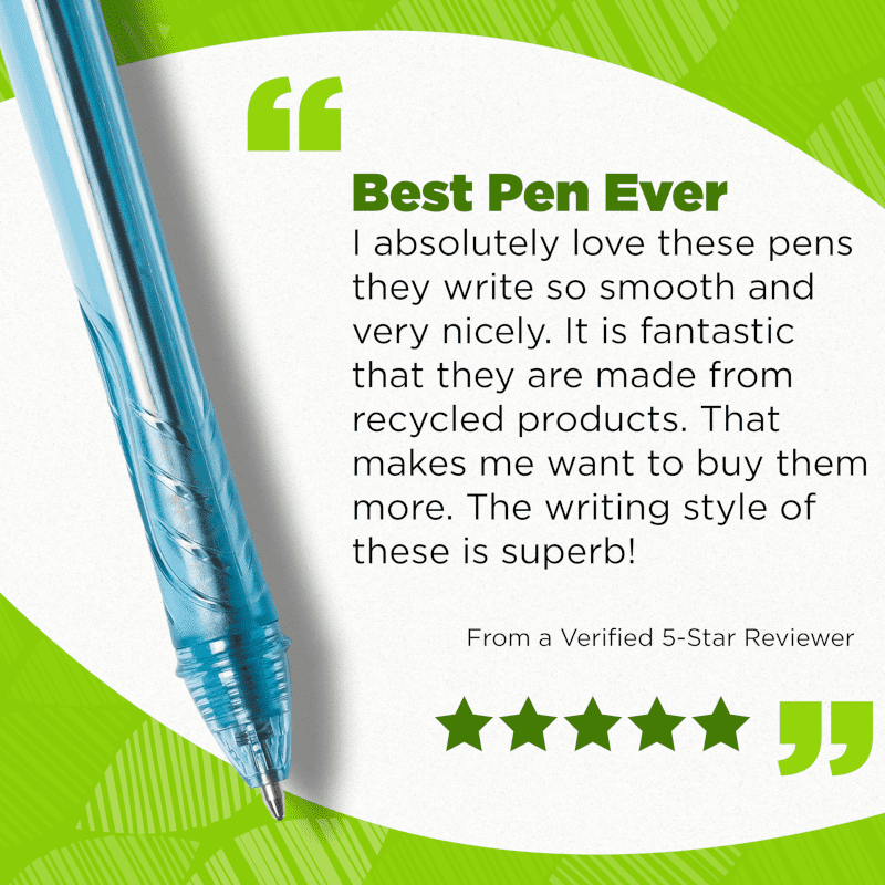 BIC Ecolutions Ocean-Bound Ball Pens, 78% Ocean-Bound Recycled Plastic, Black, 4-Count