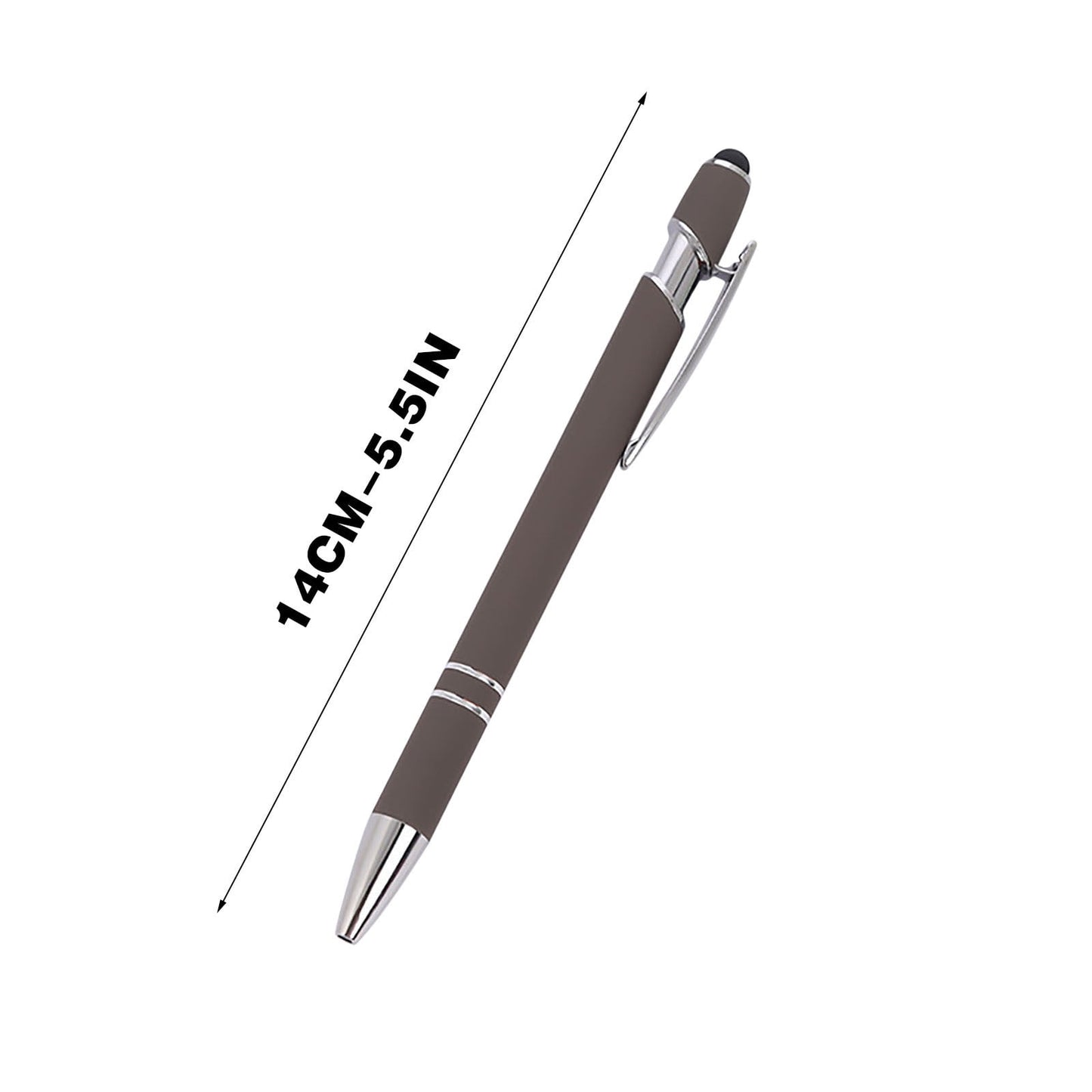 Hiroekza Aluminum Ballpoint Pen with Touchscreen Tip - Metal Body, 1.5g Ink, 5pc Set for Business, Student Writing, and Screen Use Brown