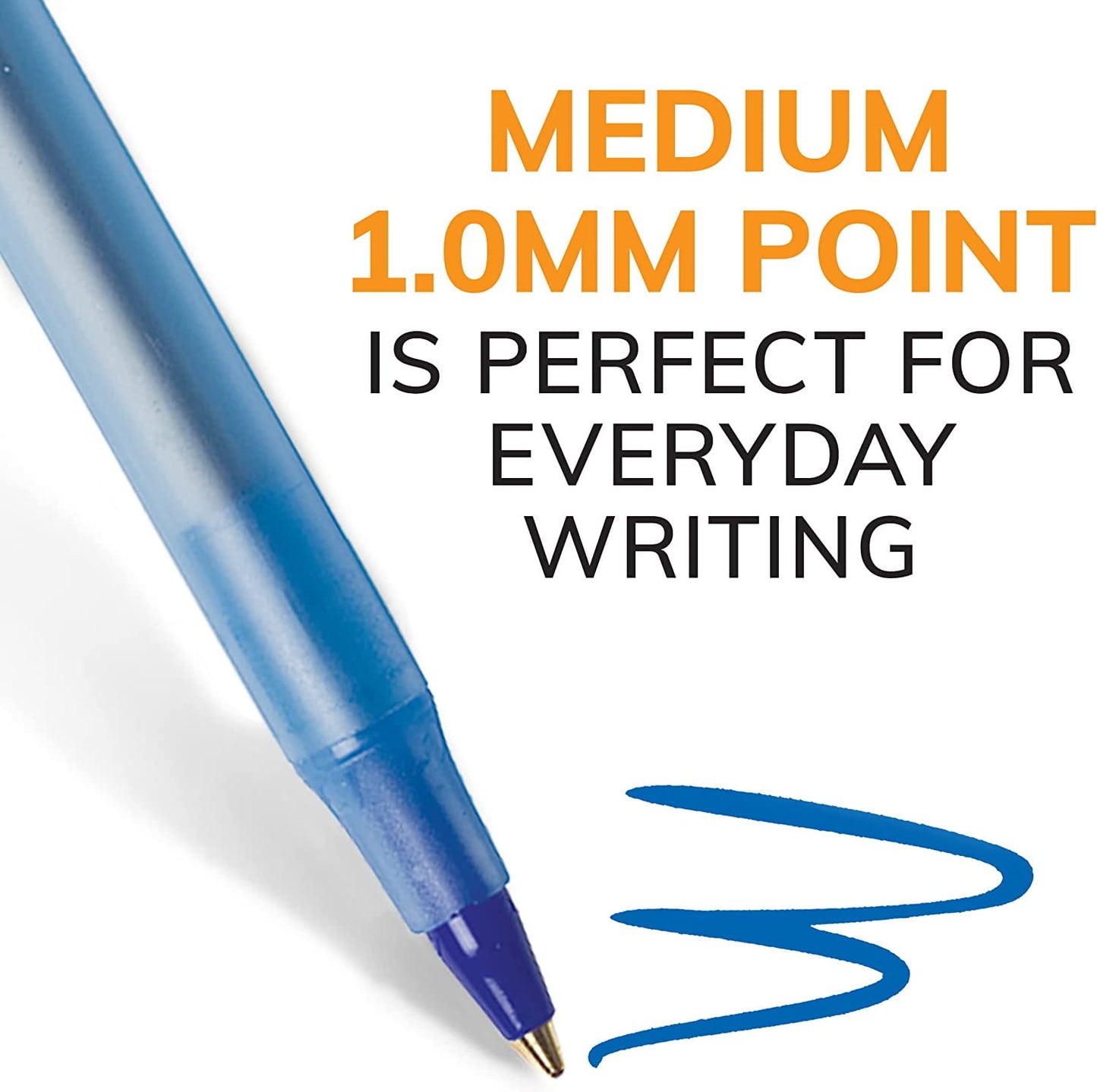 BIC Round Stic Xtra .. Life Ballpoint Pen, Medium .. Point (1.0mm), Blue, 10-Count