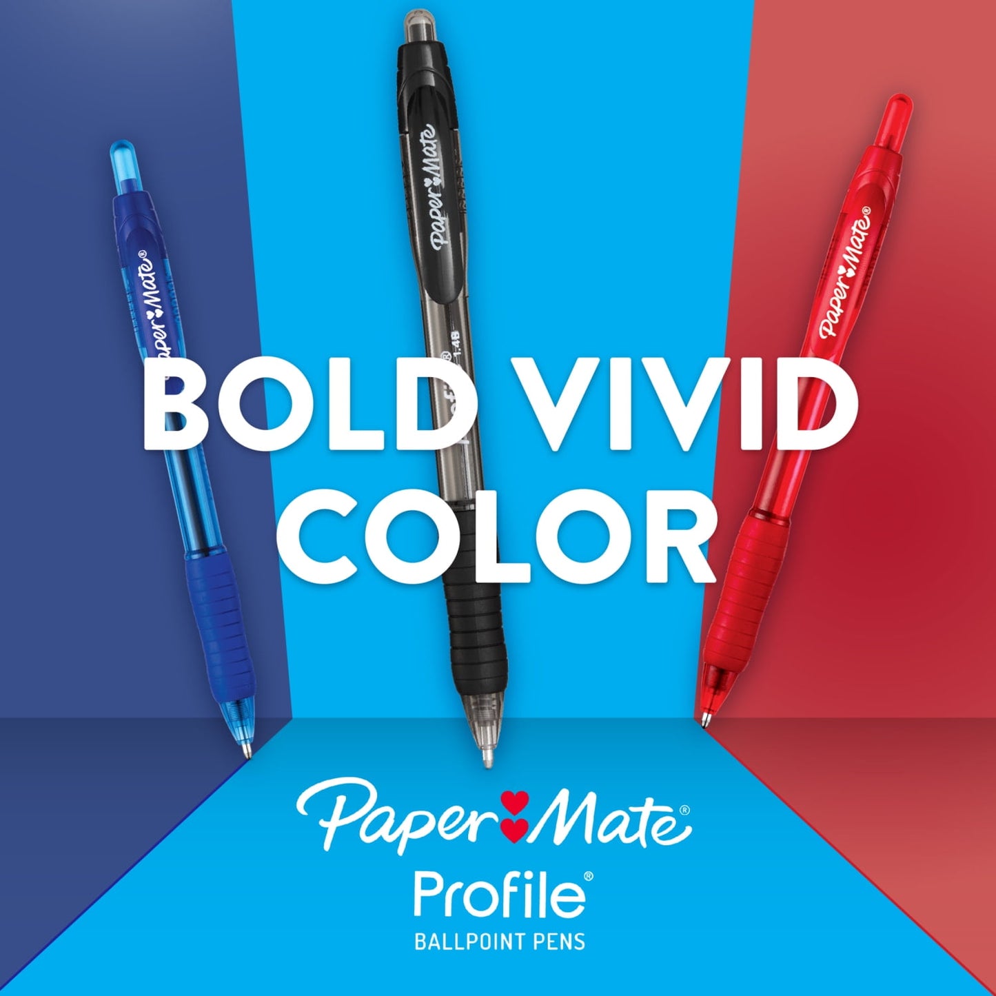 Paper Mate Profile Retractable Ballpoint Pens, 1.4 mm Bold Point, Black, 4 Count