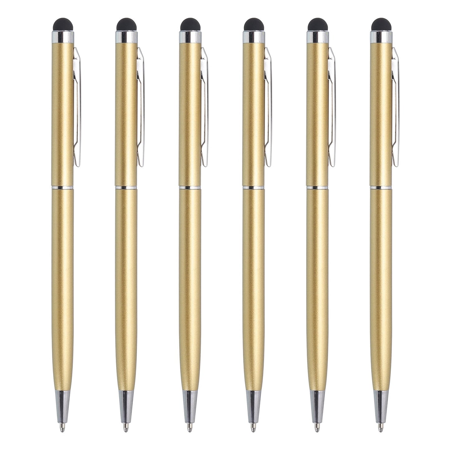 Uxcell 6pcs Metal Stylus Pen Ballpoint Pen 2 in 1 Universal Retractable Ink Pen with Stylus Tips Pink