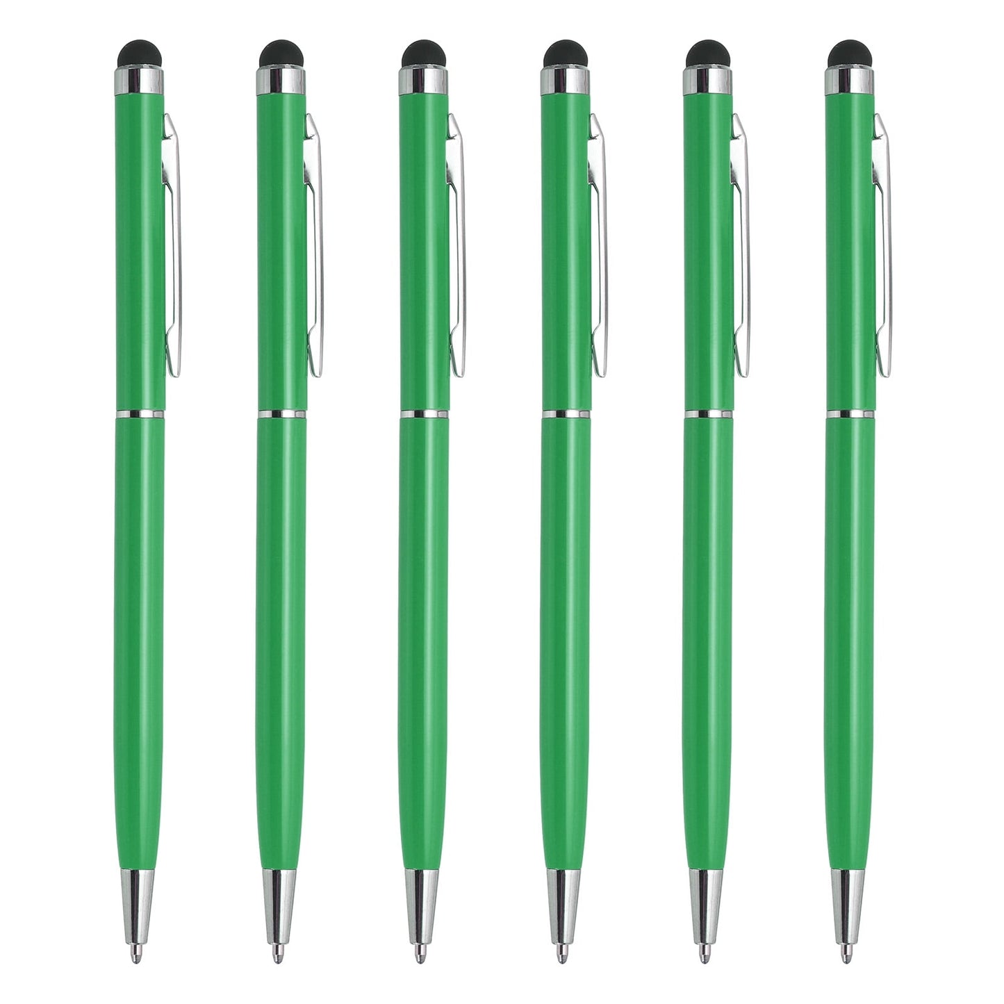 Uxcell 6pcs Metal Stylus Pen Ballpoint Pen 2 in 1 Universal Retractable Ink Pen with Stylus Tips Pink