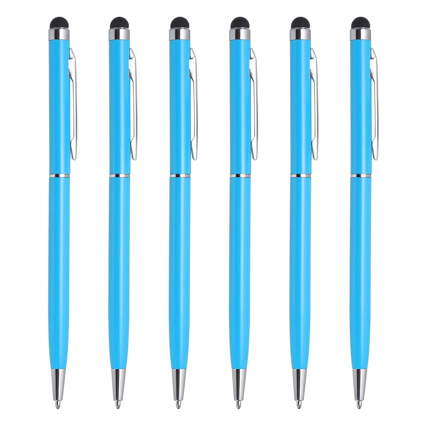 Uxcell 6pcs Metal Stylus Pen Ballpoint Pen 2 in 1 Universal Retractable Ink Pen with Stylus Tips Pink
