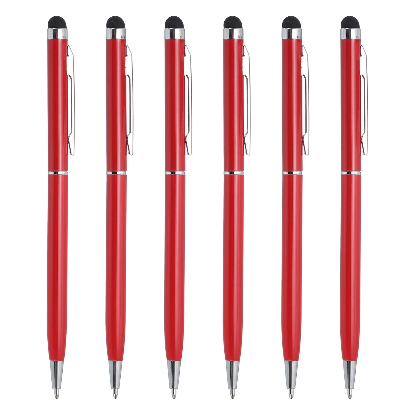 Uxcell 6pcs Metal Stylus Pen Ballpoint Pen 2 in 1 Universal Retractable Ink Pen with Stylus Tips Pink
