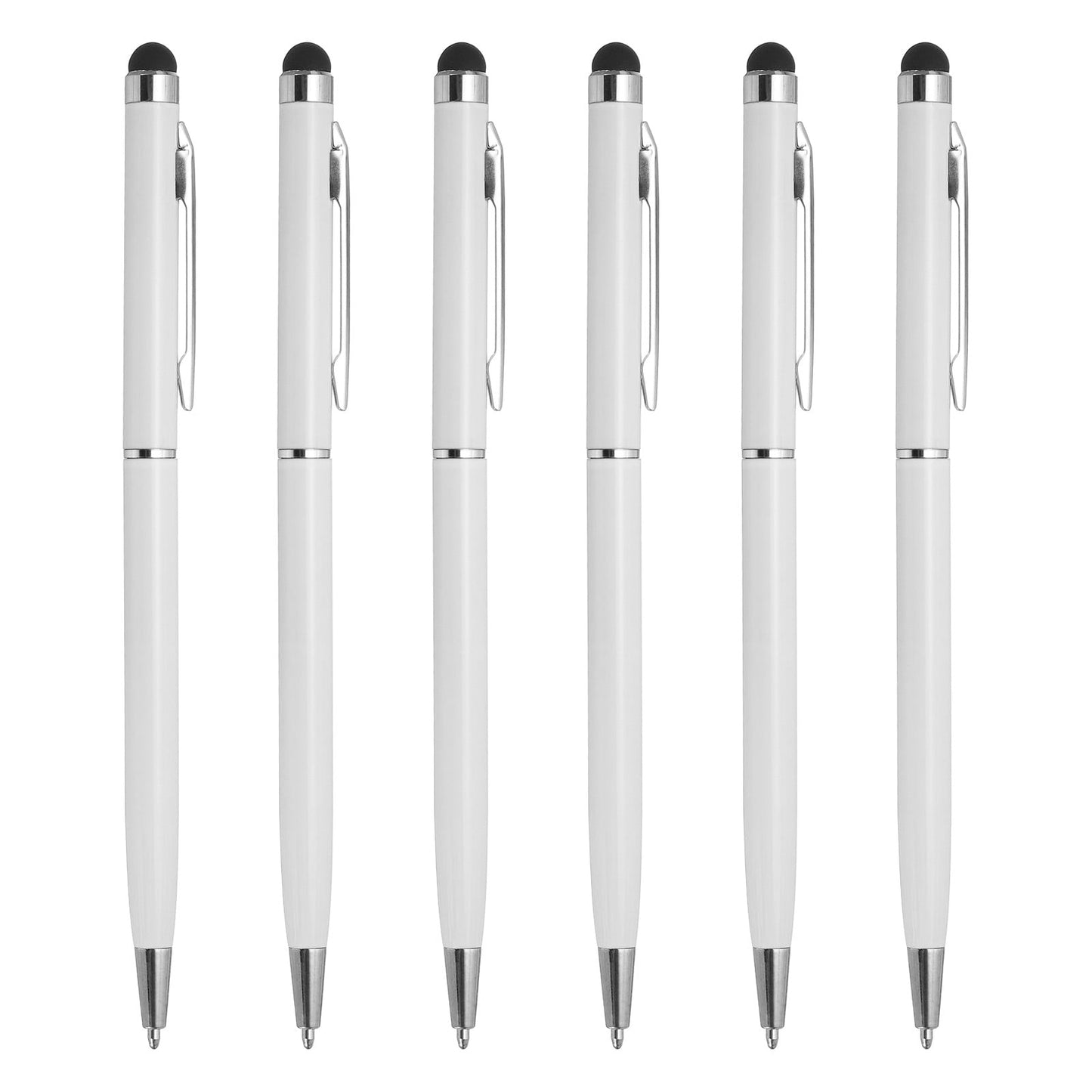 Uxcell 6pcs Metal Stylus Pen Ballpoint Pen 2 in 1 Universal Retractable Ink Pen with Stylus Tips Pink