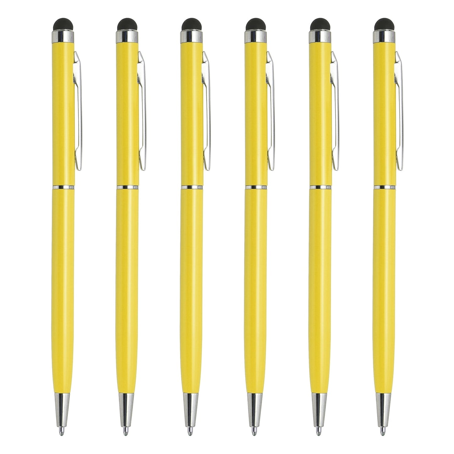 Uxcell 6pcs Metal Stylus Pen Ballpoint Pen 2 in 1 Universal Retractable Ink Pen with Stylus Tips Pink