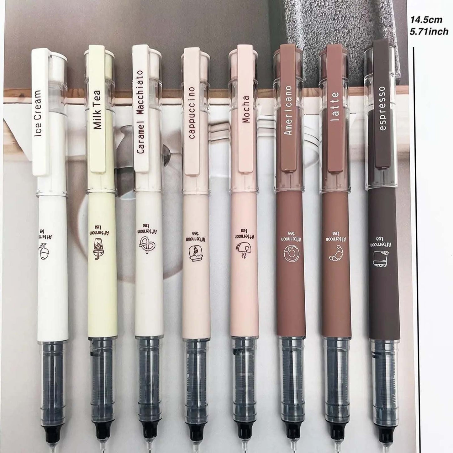 6 Pcs Cute Gel Pens, Pens Fine Point Smooth Writing Pens, Coffee Theme Liquid Quick Drying Ink Gel Pen, 0.5mm Fine Nib Black Ink, Smooth Writing Pen for Note Taking Drawing