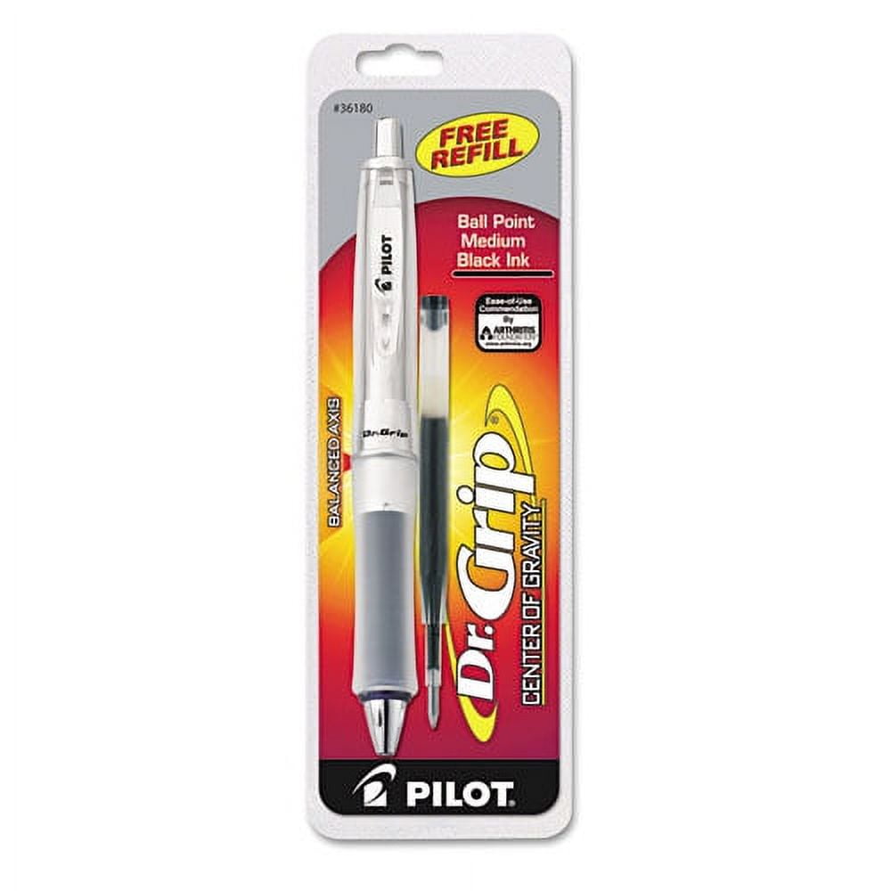 Dr. Grip Center Of Gravity Ballpoint Pen, Retractable, Medium 1 Mm, Black Ink, Silver/charcoal Grip Barrel | Bundle of 5 Each