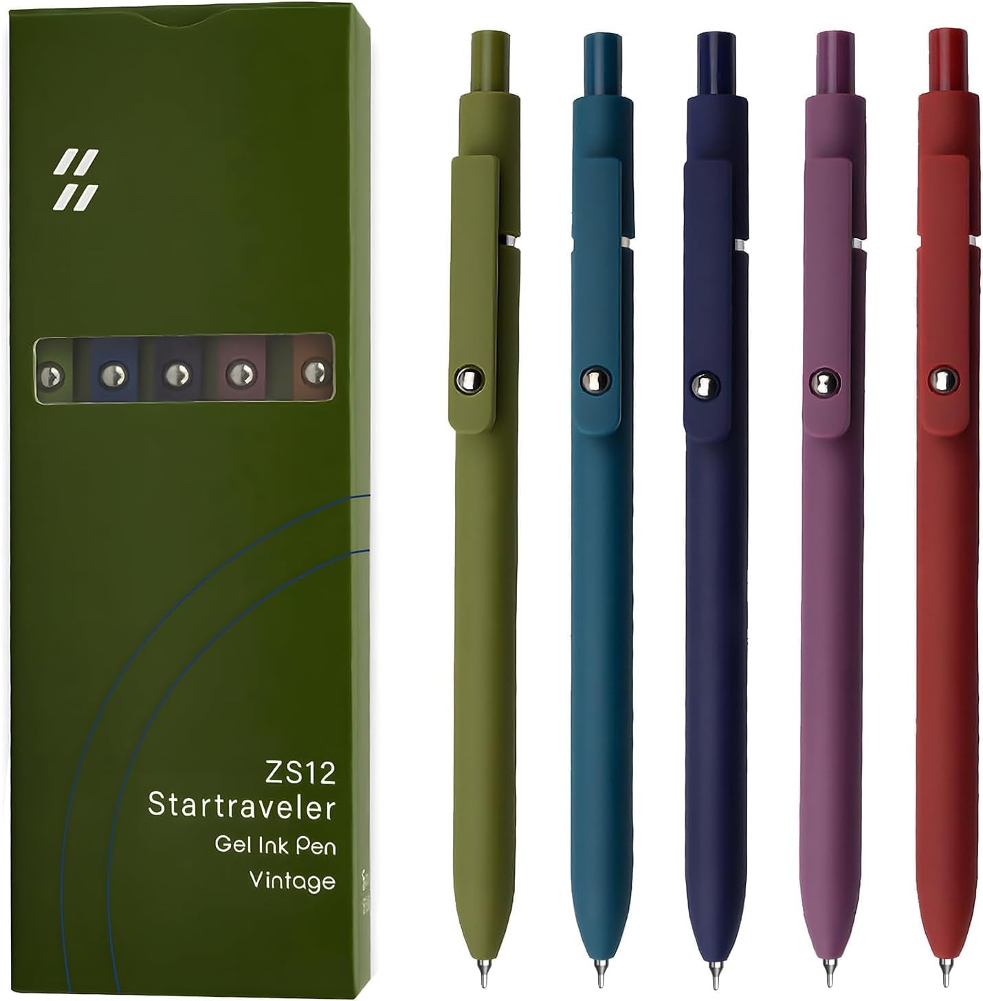 Gel Pens, 6 Pcs Black Ink Pens for Women, 0.5mm Fine Point Smooth Writing Pens, High-End Series Retractable Pens for Journaling Note Taking (6 Pcs Gold Vintage)