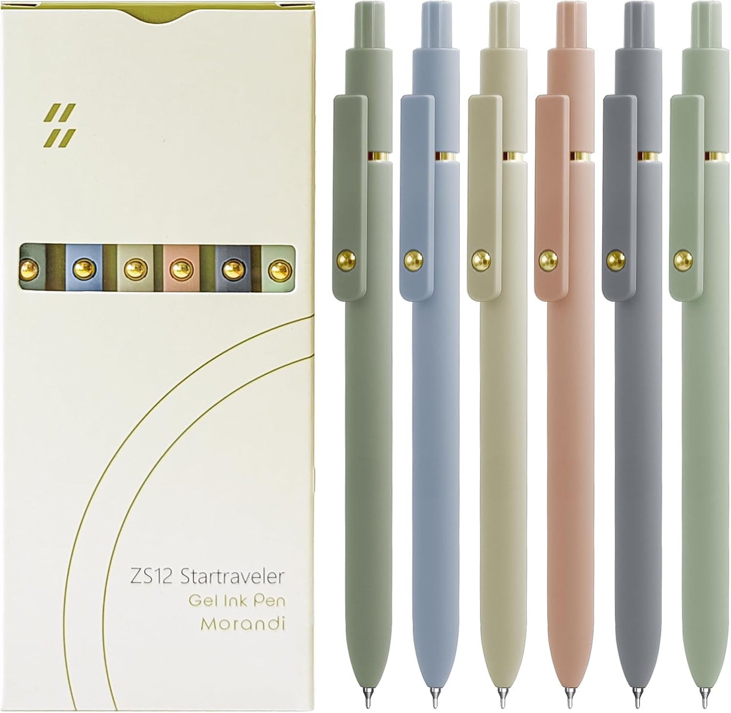 Gel Pens, 6 Pcs Black Ink Pens for Women, 0.5mm Fine Point Smooth Writing Pens, High-End Series Retractable Pens for Journaling Note Taking (6 Pcs Gold Vintage)