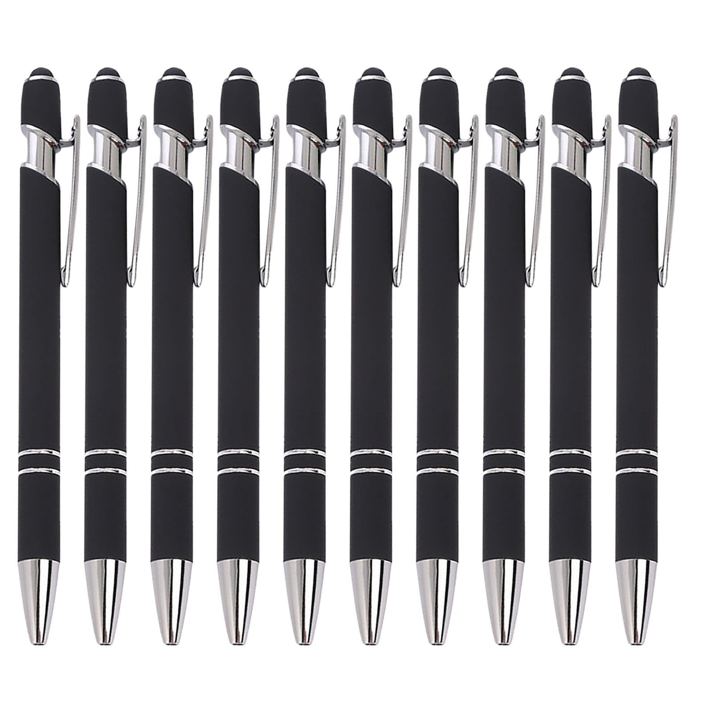 Hiroekza Aluminum Ballpoint Pen with Touchscreen Tip - Metal Body, 1.5g Ink, 5pc Set for Business, Student Writing, and Screen Use Brown