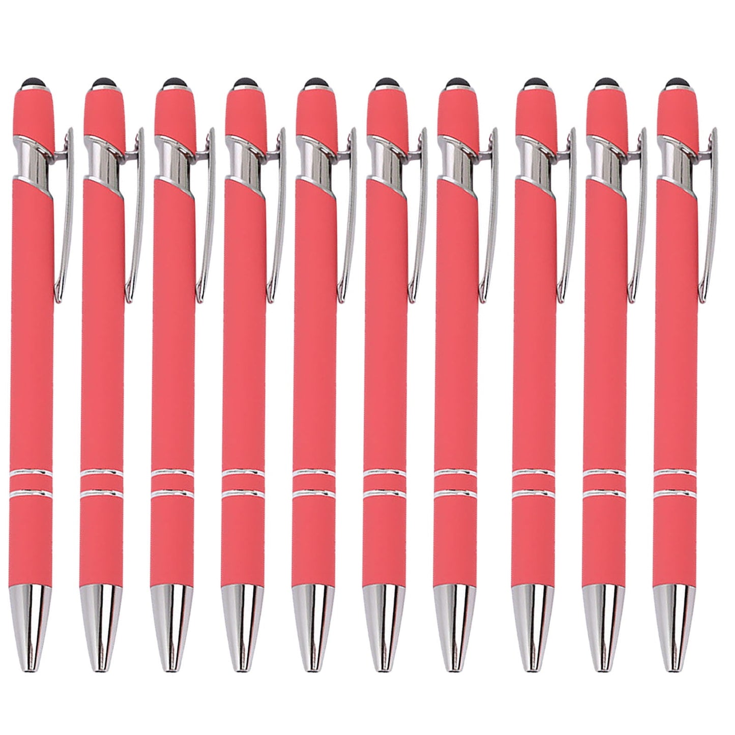 Hiroekza Aluminum Ballpoint Pen with Touchscreen Tip - Metal Body, 1.5g Ink, 5pc Set for Business, Student Writing, and Screen Use Brown