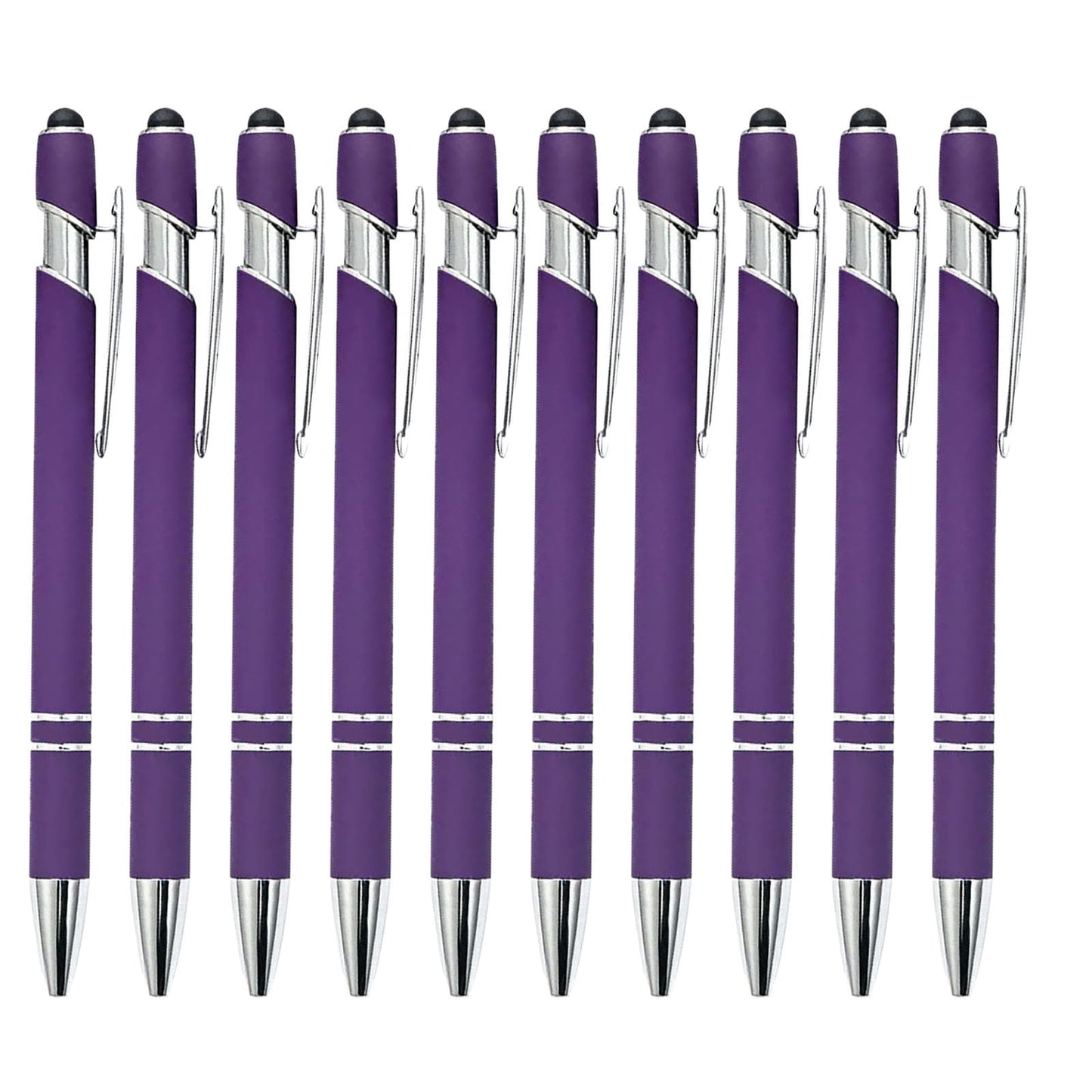 Hiroekza Aluminum Ballpoint Pen with Touchscreen Tip - Metal Body, 1.5g Ink, 5pc Set for Business, Student Writing, and Screen Use Brown