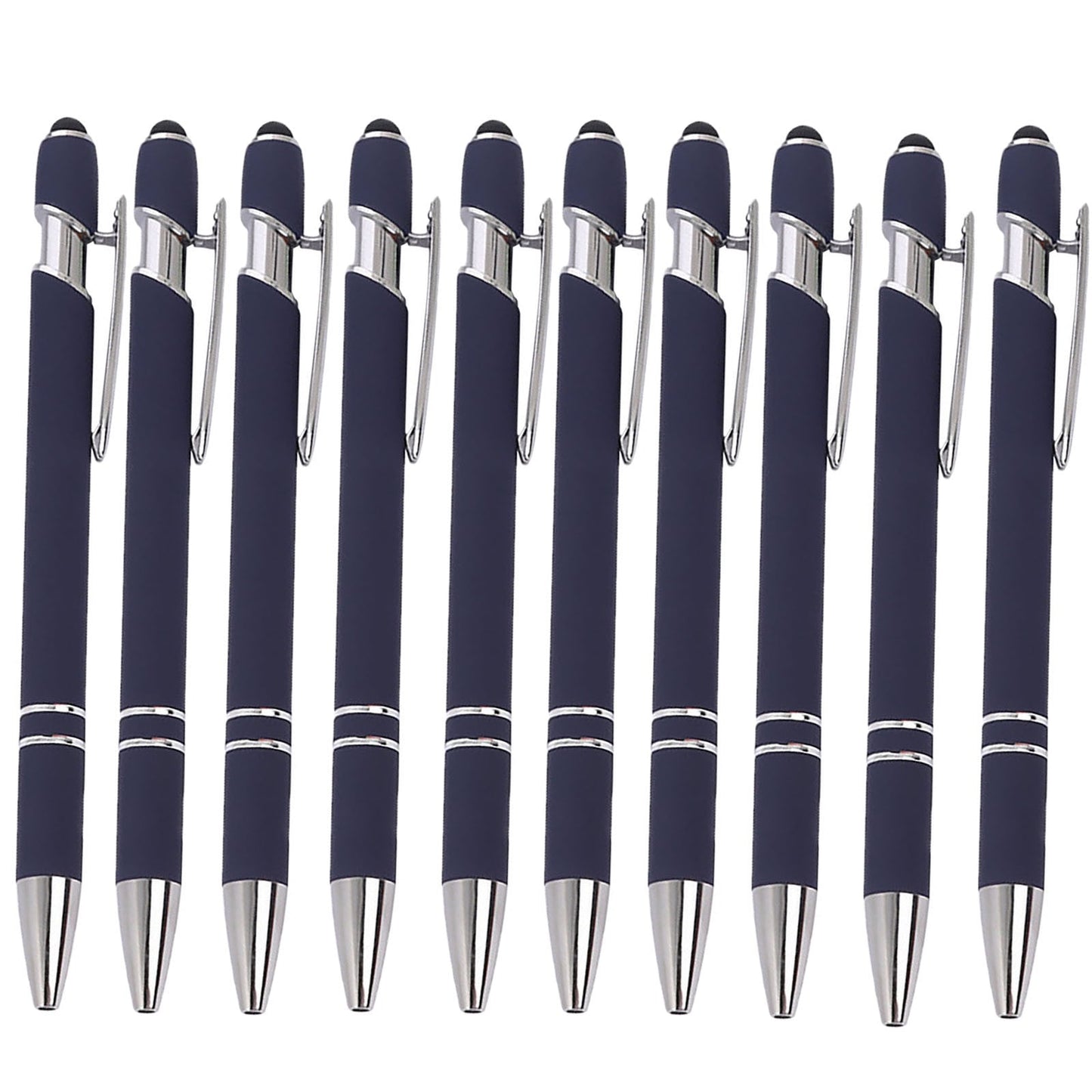 Hiroekza Aluminum Ballpoint Pen with Touchscreen Tip - Metal Body, 1.5g Ink, 5pc Set for Business, Student Writing, and Screen Use Brown