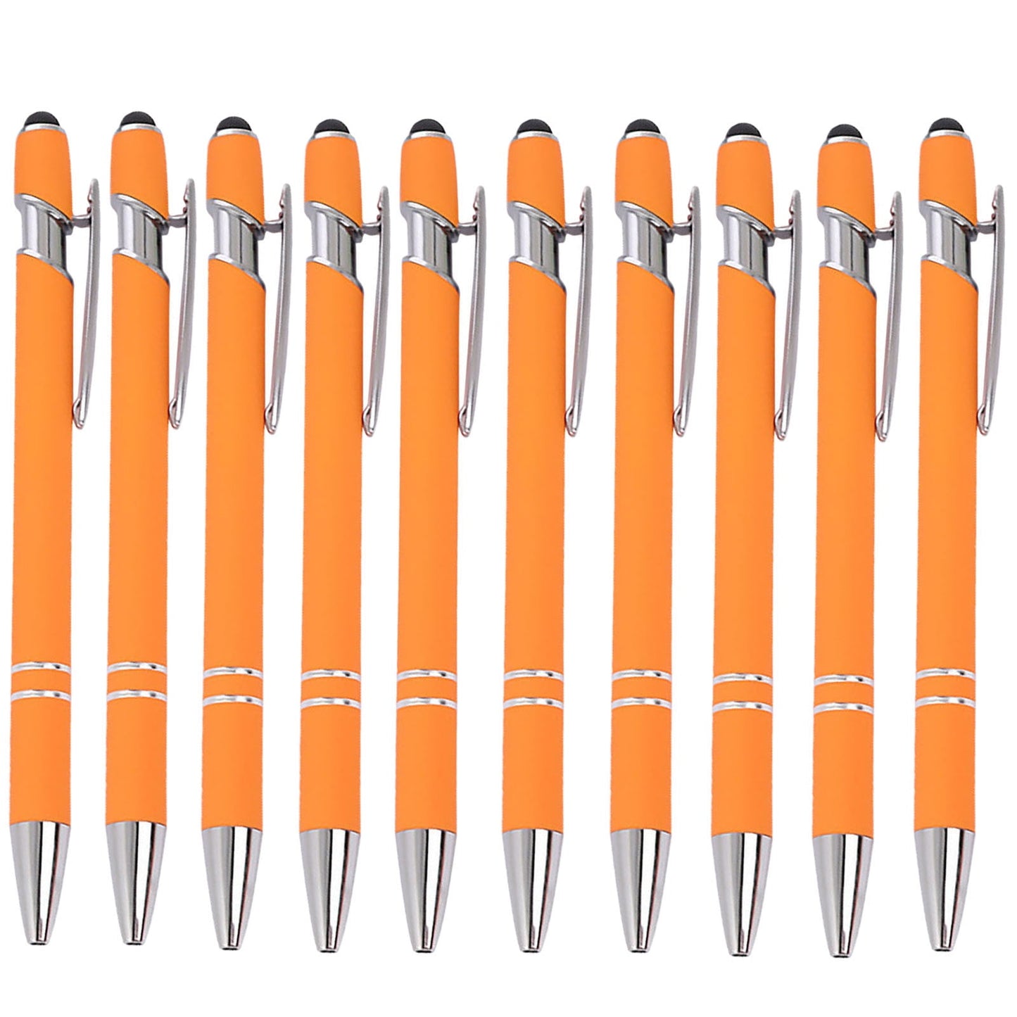 Hiroekza Aluminum Ballpoint Pen with Touchscreen Tip - Metal Body, 1.5g Ink, 5pc Set for Business, Student Writing, and Screen Use Brown
