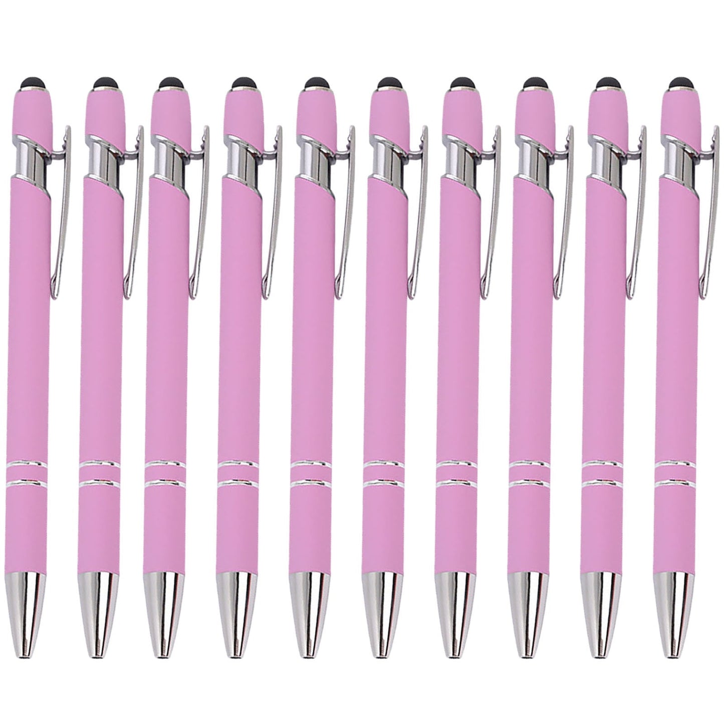 Hiroekza Aluminum Ballpoint Pen with Touchscreen Tip - Metal Body, 1.5g Ink, 5pc Set for Business, Student Writing, and Screen Use Brown