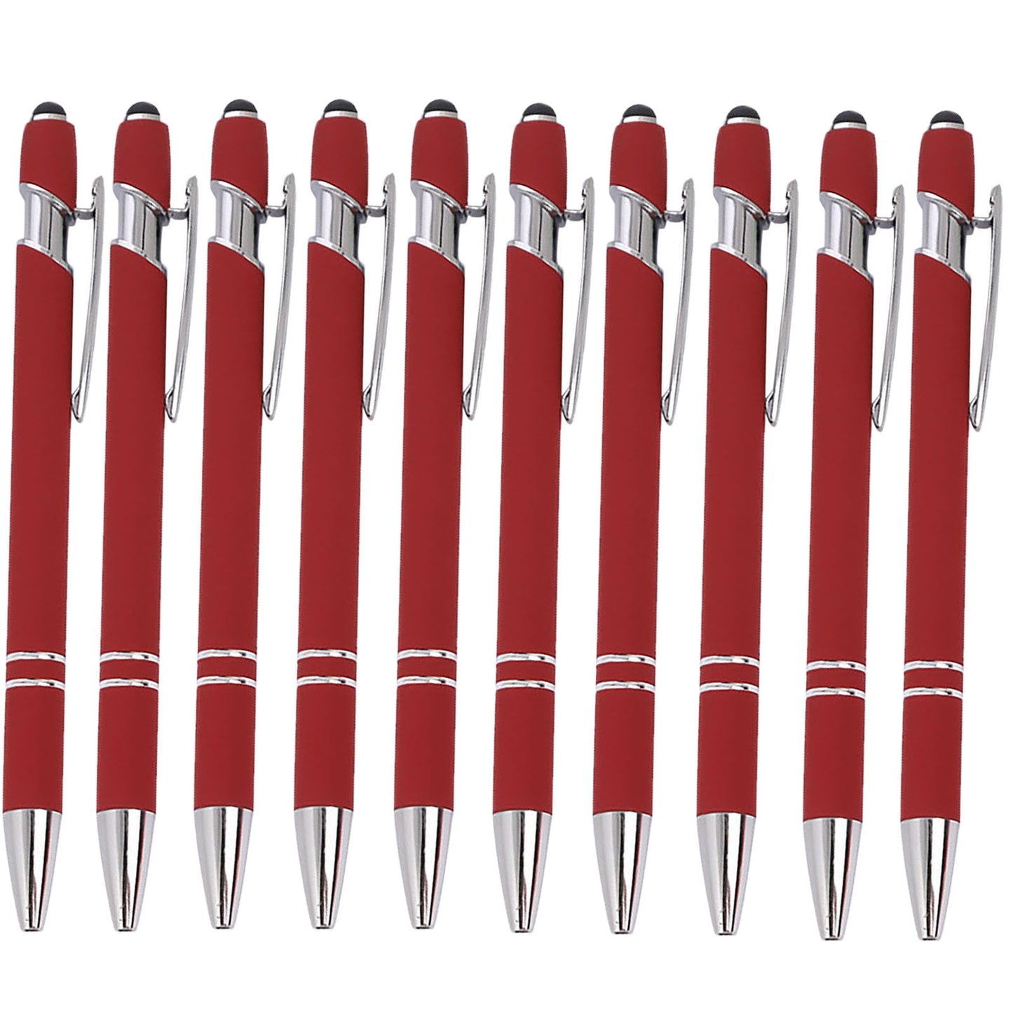 Hiroekza Aluminum Ballpoint Pen with Touchscreen Tip - Metal Body, 1.5g Ink, 5pc Set for Business, Student Writing, and Screen Use Brown