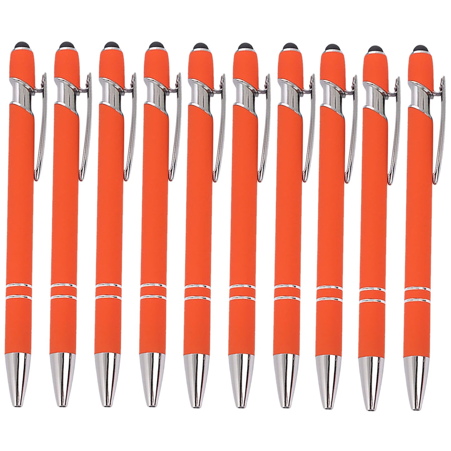 Hiroekza Aluminum Ballpoint Pen with Touchscreen Tip - Metal Body, 1.5g Ink, 5pc Set for Business, Student Writing, and Screen Use Brown