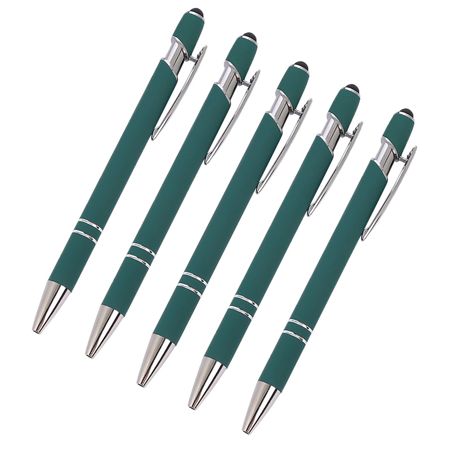 Hiroekza Aluminum Ballpoint Pen with Touchscreen Tip - Metal Body, 1.5g Ink, 5pc Set for Business, Student Writing, and Screen Use Brown