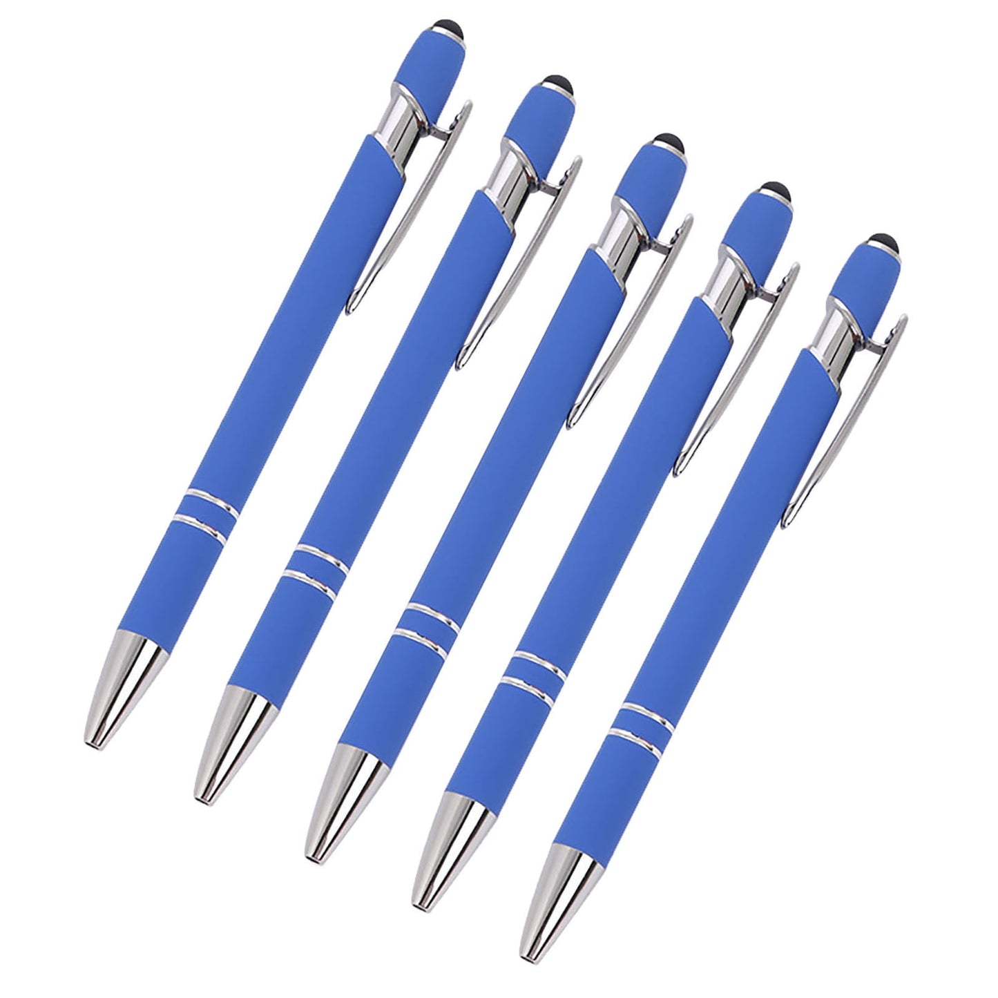 Hiroekza Aluminum Ballpoint Pen with Touchscreen Tip - Metal Body, 1.5g Ink, 5pc Set for Business, Student Writing, and Screen Use Brown