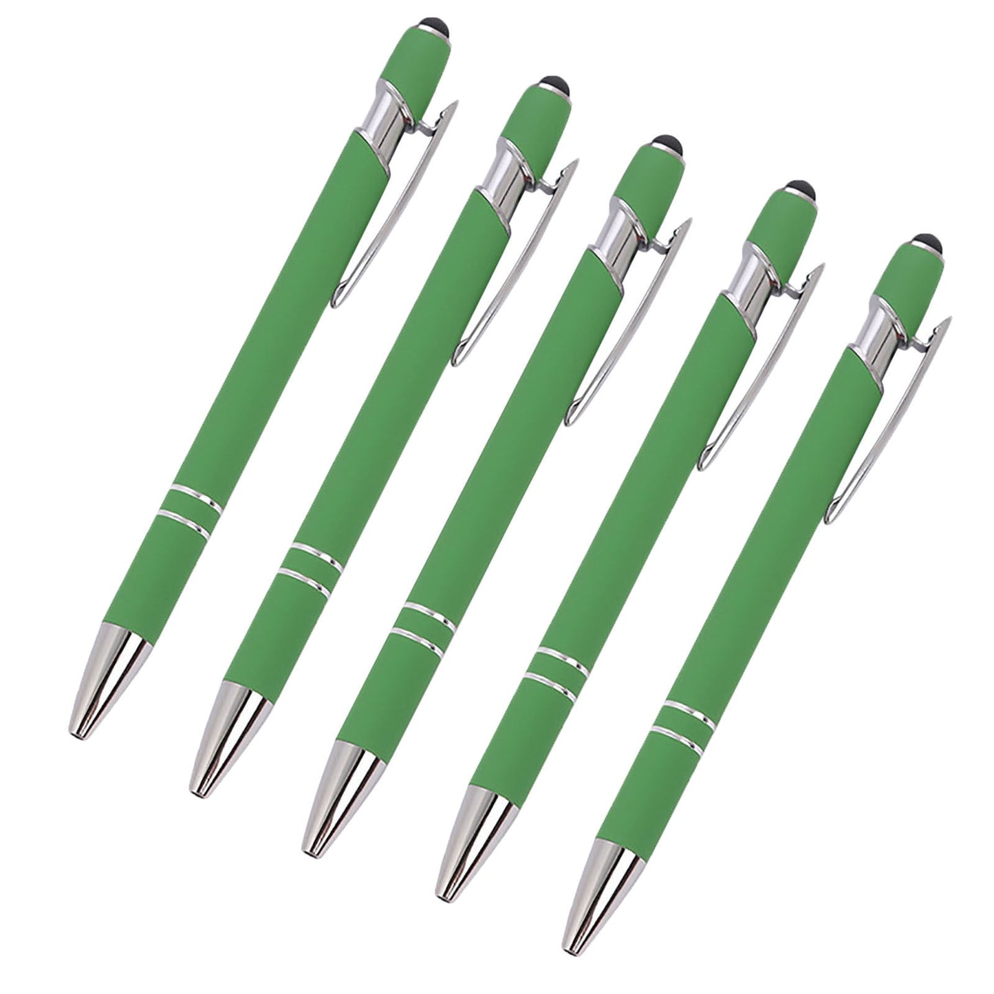 Hiroekza Aluminum Ballpoint Pen with Touchscreen Tip - Metal Body, 1.5g Ink, 5pc Set for Business, Student Writing, and Screen Use Brown