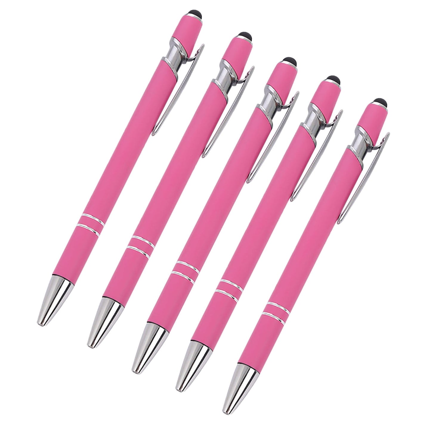 Hiroekza Aluminum Ballpoint Pen with Touchscreen Tip - Metal Body, 1.5g Ink, 5pc Set for Business, Student Writing, and Screen Use Brown