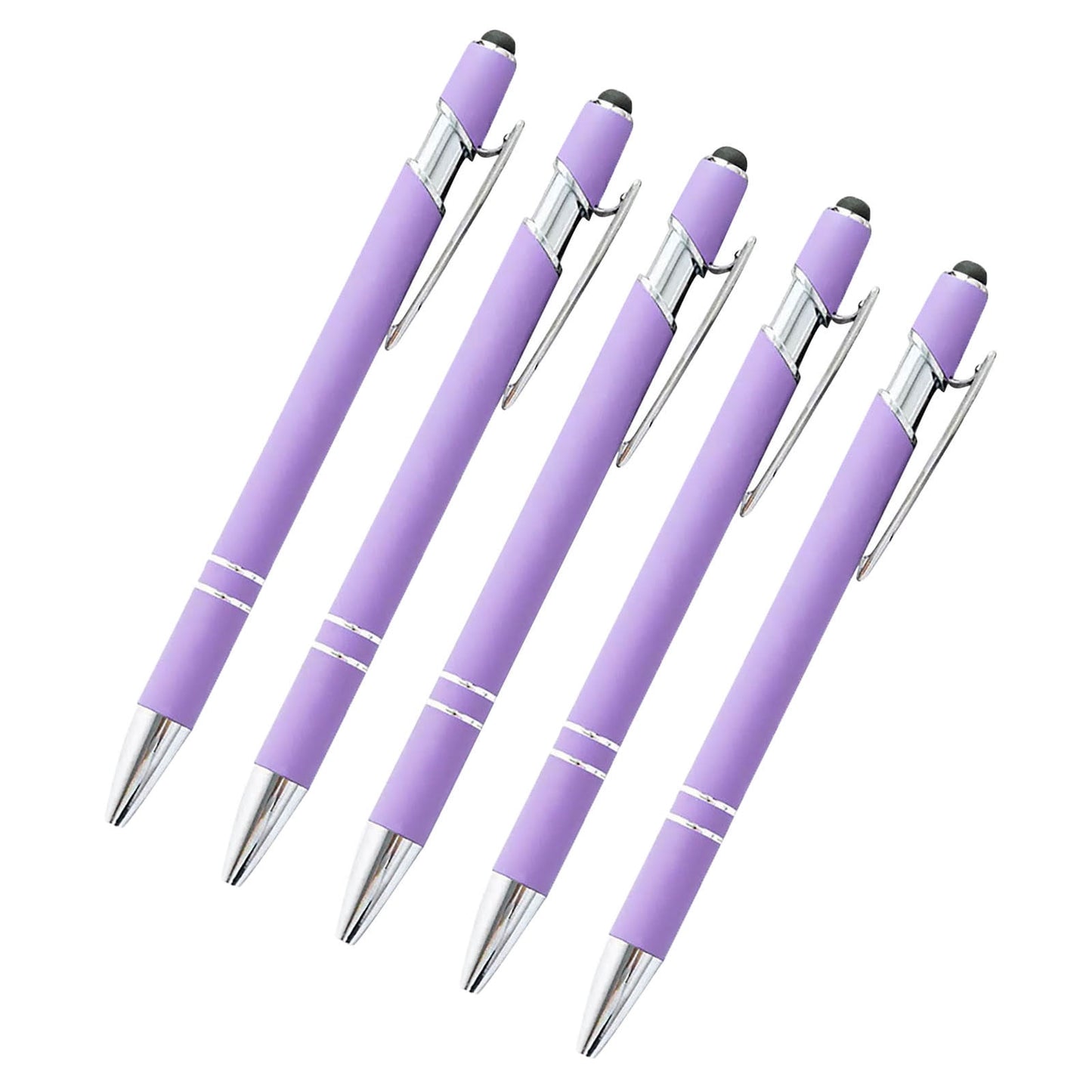 Hiroekza Aluminum Ballpoint Pen with Touchscreen Tip - Metal Body, 1.5g Ink, 5pc Set for Business, Student Writing, and Screen Use Brown