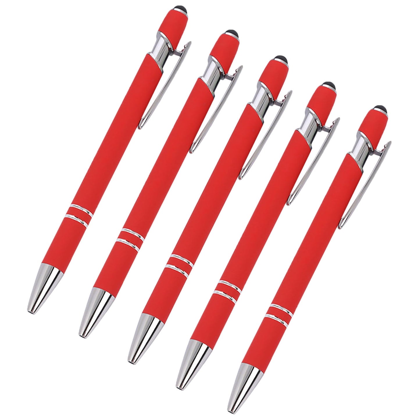 Hiroekza Aluminum Ballpoint Pen with Touchscreen Tip - Metal Body, 1.5g Ink, 5pc Set for Business, Student Writing, and Screen Use Brown