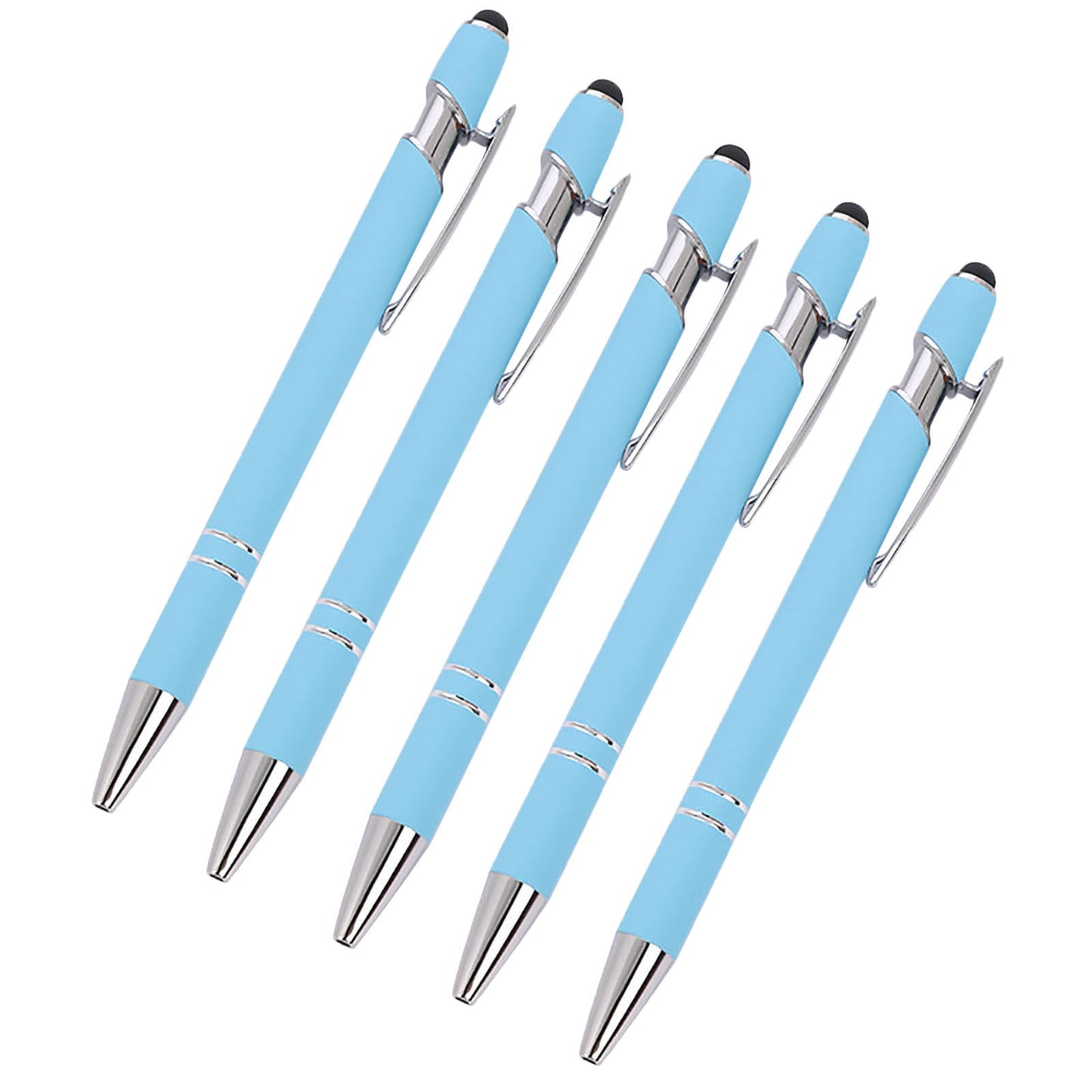 Hiroekza Aluminum Ballpoint Pen with Touchscreen Tip - Metal Body, 1.5g Ink, 5pc Set for Business, Student Writing, and Screen Use Brown