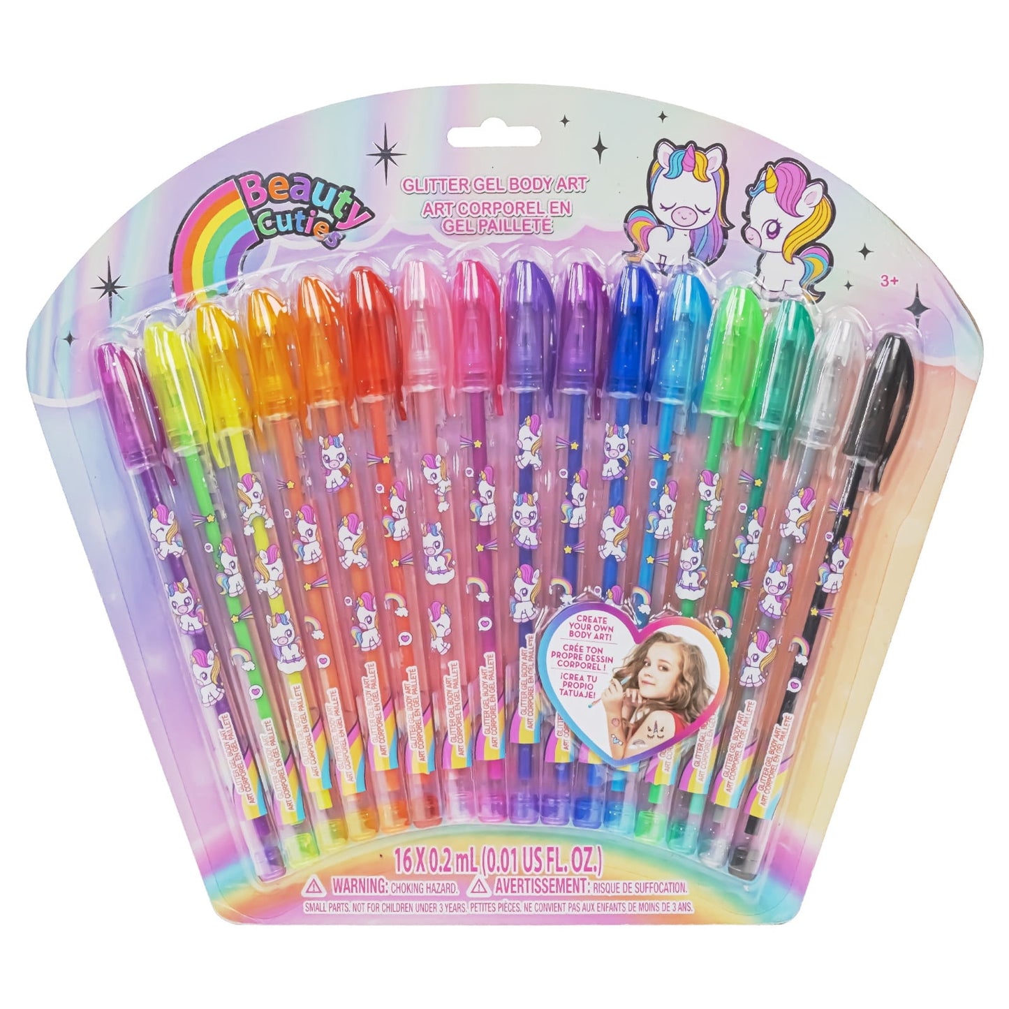 Barbie Glitter Gel Pens Body Markers Colorful & Bright Glitter Pens Gifts for Girls, 16 pcs