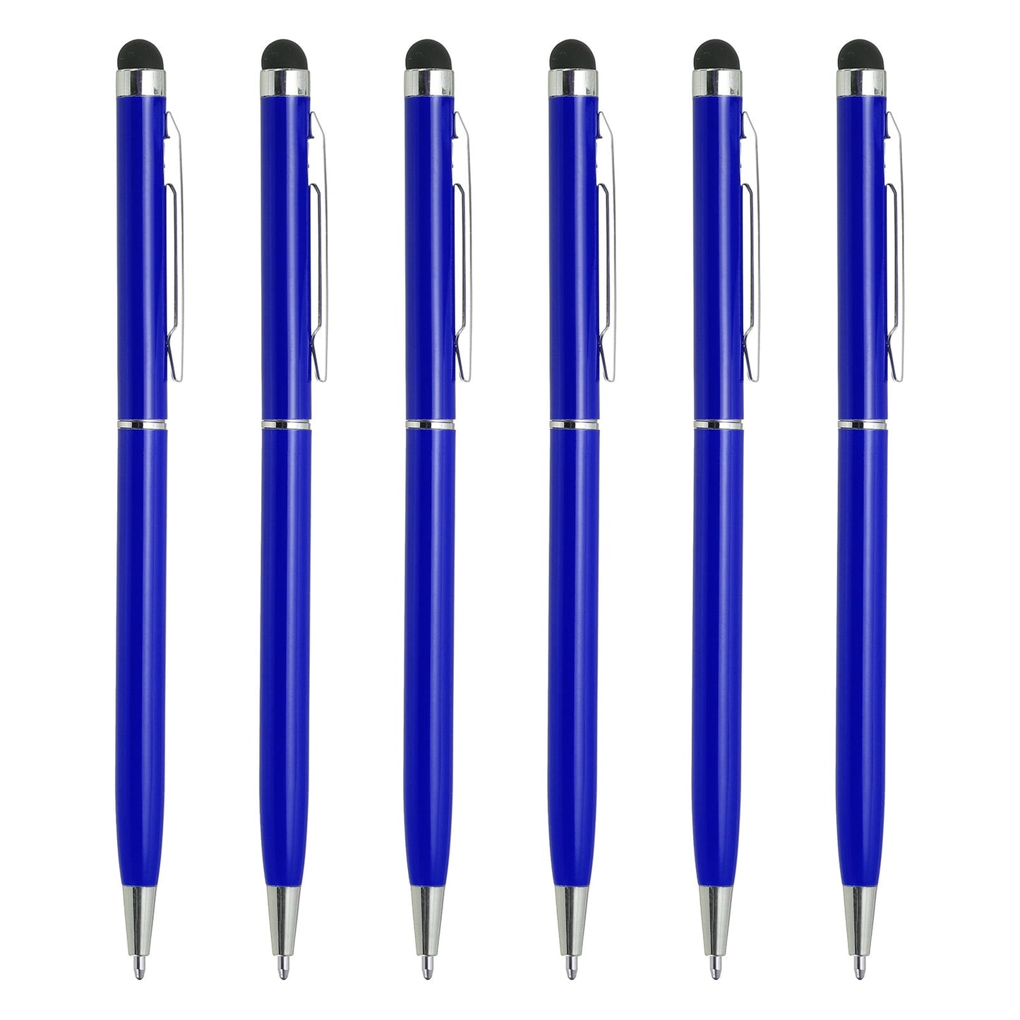 Uxcell 6pcs Metal Stylus Pen Ballpoint Pen 2 in 1 Universal Retractable Ink Pen with Stylus Tips Pink