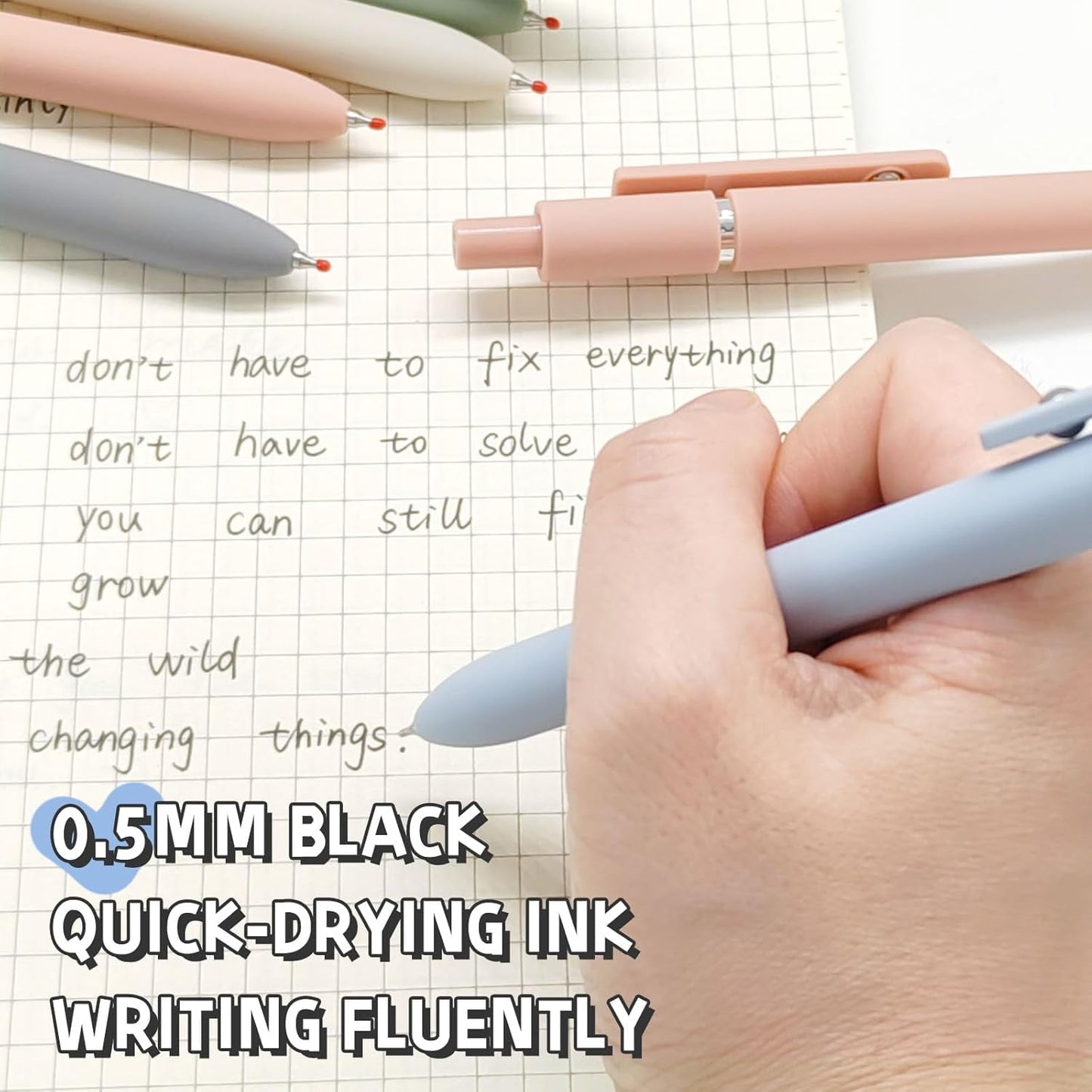 Gel Pens, 6 Pcs Black Ink Pens for Women, 0.5mm Fine Point Smooth Writing Pens, High-End Series Retractable Pens for Journaling Note Taking (6 Pcs Gold Vintage)