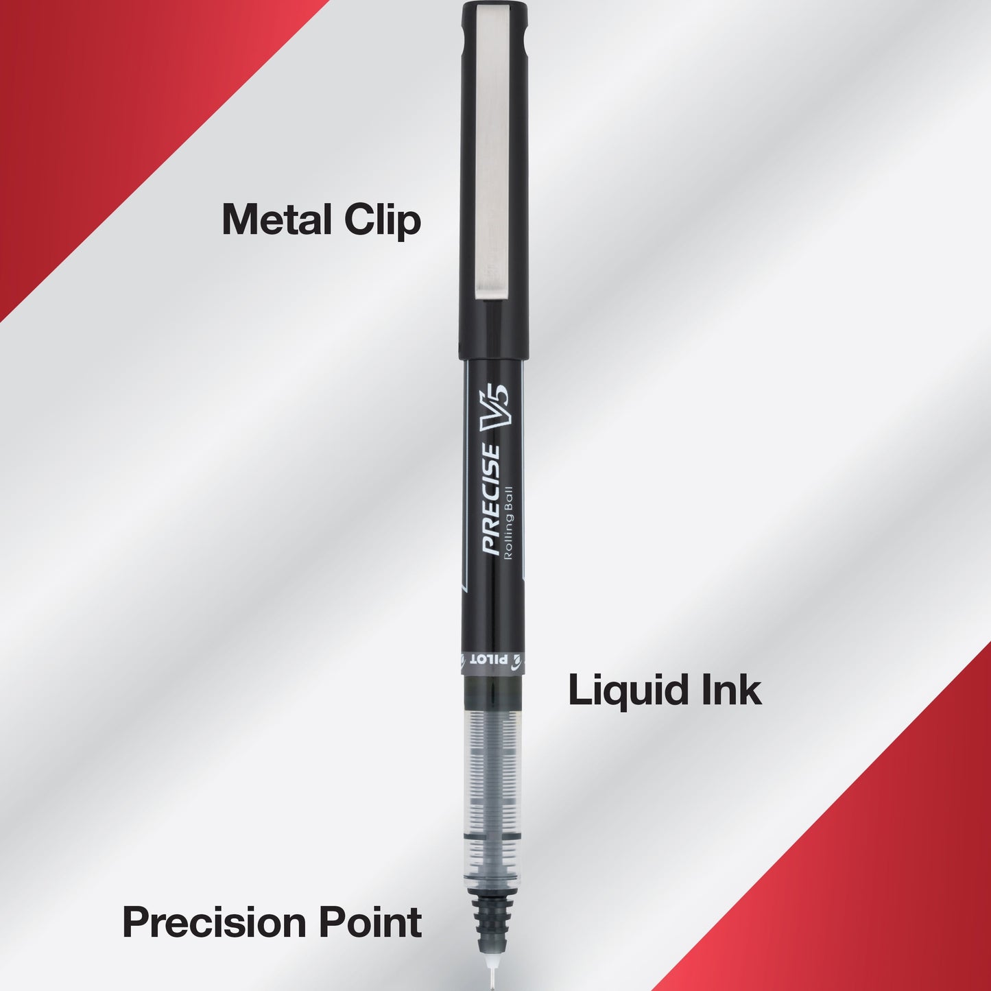 Pilot Precise V5 Rolling Ball Pens, Extra Fine, 0.5mm, Black Ink, 4 Pack