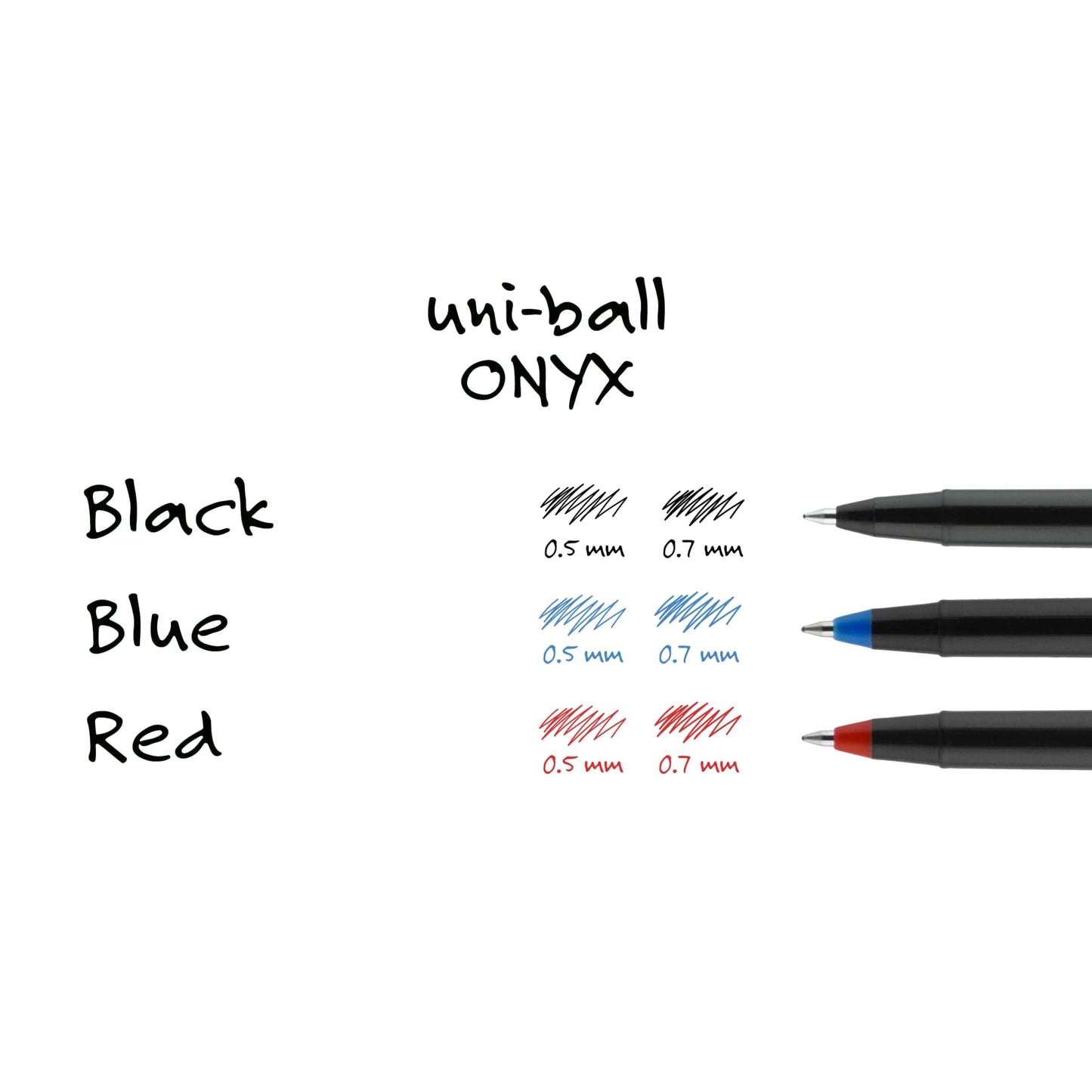 Uniball ONYX Rollerball Pens, Micro Point (0.5mm), Blue Ink, 12 Count