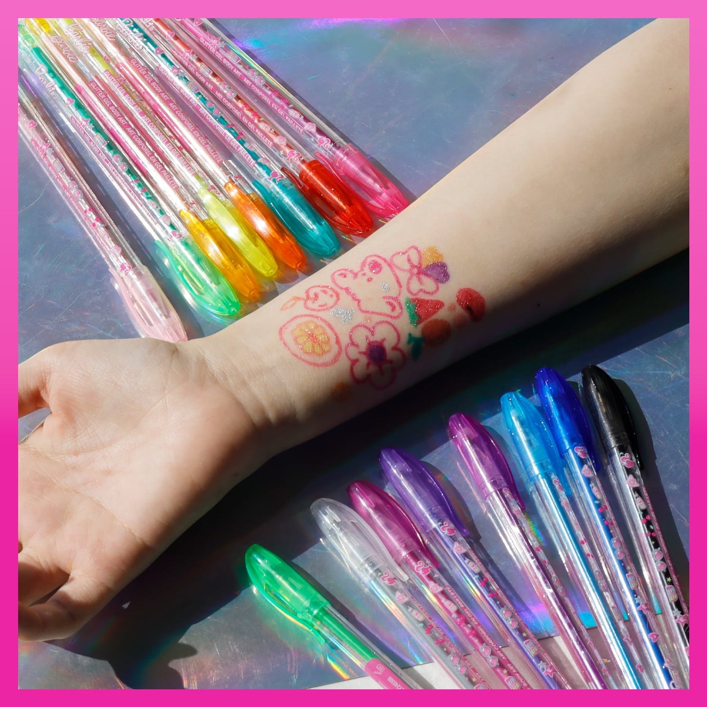 Barbie Glitter Gel Pens Body Markers Colorful & Bright Glitter Pens Gifts for Girls, 16 pcs
