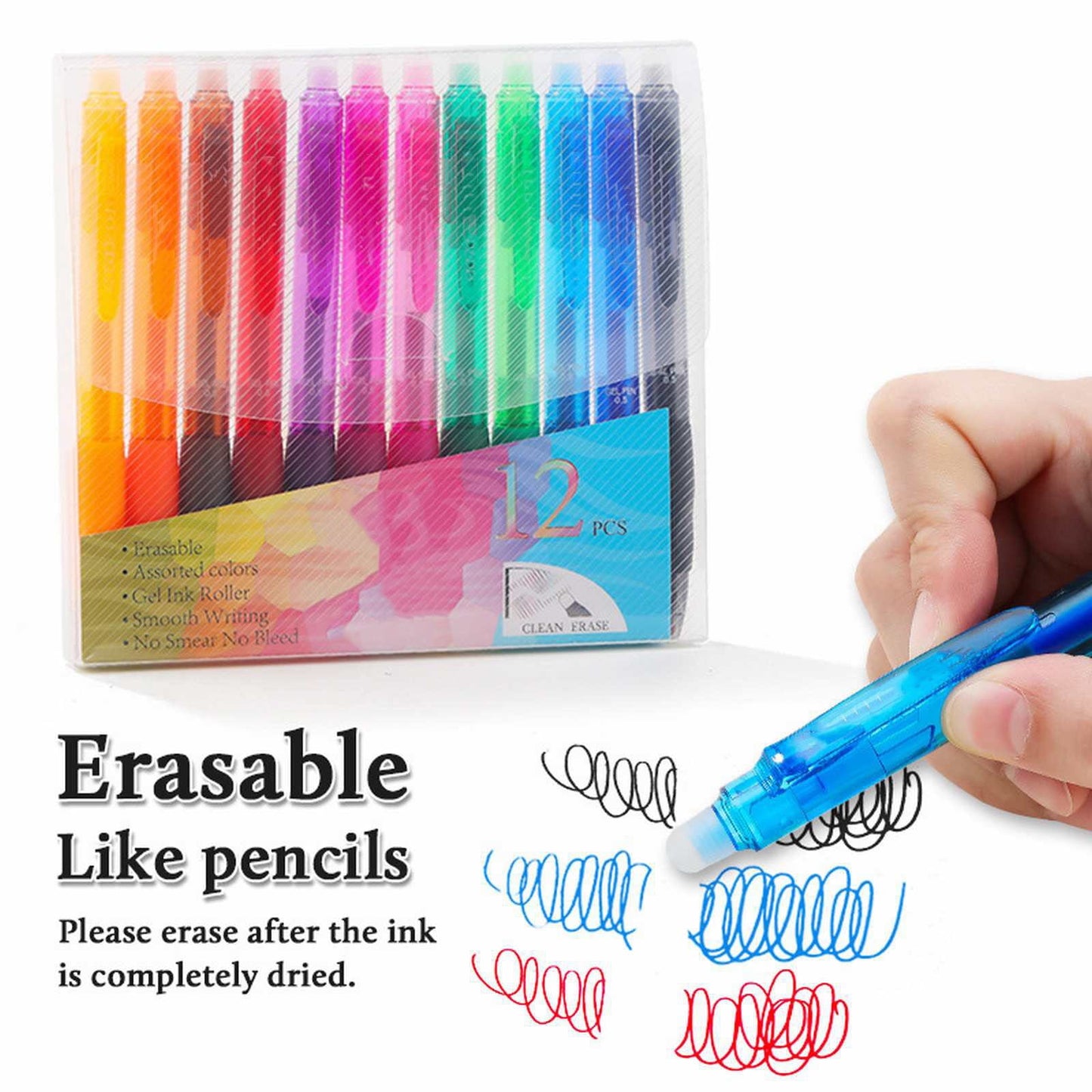 LKXGBMY Erasable Gel Pens, Fine Point 0.5 mm Retractable Erasable Pens Clicker, Make Mistakes Disappear, Inks for Drawing Writing Planner and Crossword Puzzles, Blue