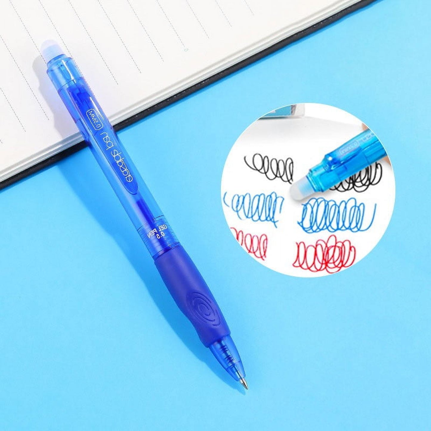 LKXGBMY Erasable Gel Pens, Fine Point 0.5 mm Retractable Erasable Pens Clicker, Make Mistakes Disappear, Inks for Drawing Writing Planner and Crossword Puzzles, Blue