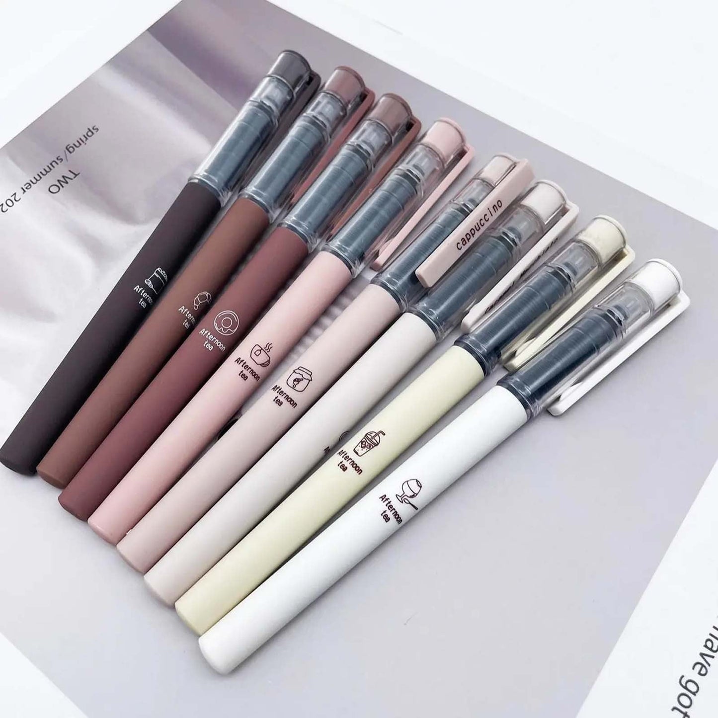 6 Pcs Cute Gel Pens, Pens Fine Point Smooth Writing Pens, Coffee Theme Liquid Quick Drying Ink Gel Pen, 0.5mm Fine Nib Black Ink, Smooth Writing Pen for Note Taking Drawing