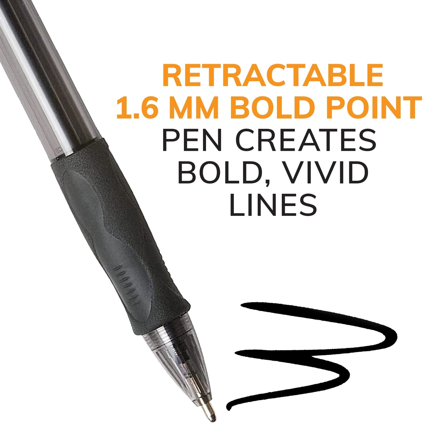 BIC Glide Retractable Ball Point Pen, Bold Point, 1.6mm, Blue Ink, 4 Count
