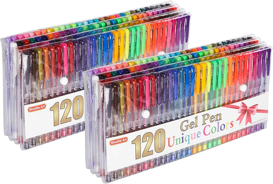 240 Pack Gel Pens, Shuttle Art 2 Sets of 120 Colors Gel Pens for Adults Coloring Books Drawing Doodling Crafts Scrapbooking Journaling