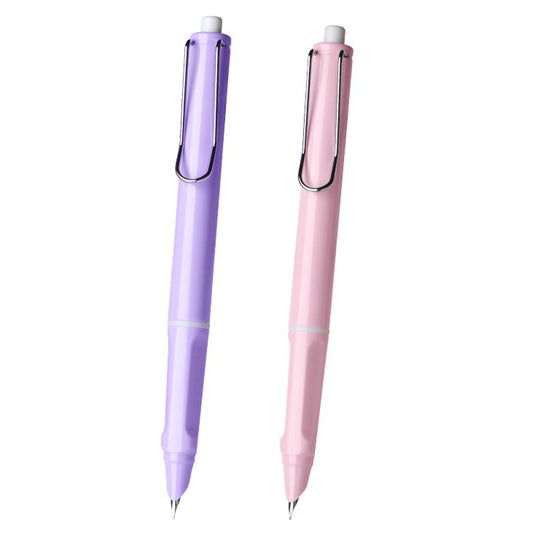 2Pcs Retractable Fountain Pen Extra Fine Nib Thermal Erasable Fountain Pen Set includes Fountain Pens with Ink Converter - Purple+pink