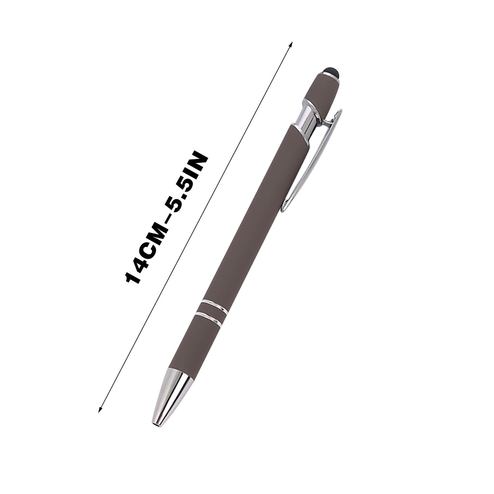 Hiroekza Aluminum Ballpoint Pen with Touchscreen Tip - Metal Body, 1.5g Ink, 5pc Set for Business, Student Writing, and Screen Use Brown