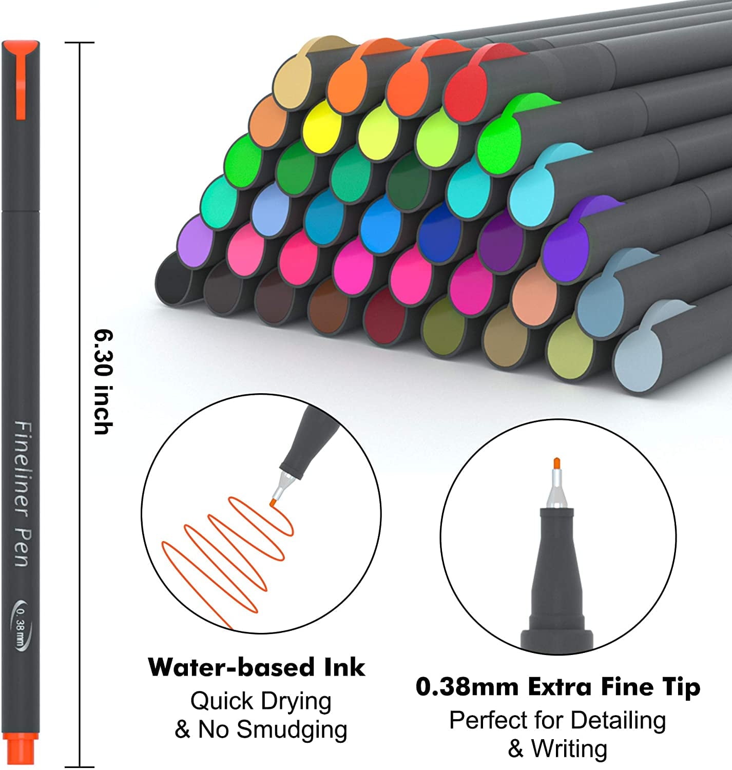 46 Pack Journal Planner Colored Pens, Lineon 40 Colors Fineliner Pens with 6 Different Stencils, Perfect Set for Journal Planner Note Calendar Coloring