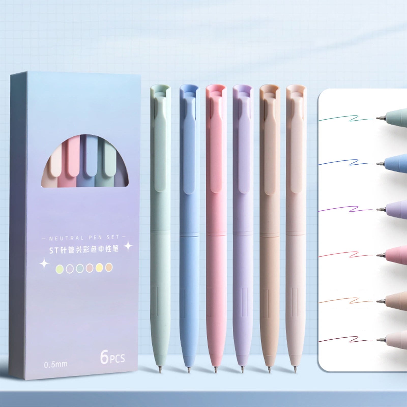 Xuniizn Gel Pens, No Bleed & Smear Quickly Dry Touchscreen Ink Pens Fine Point Writing Fluently (0.5mm) Press Pen for Home, Office Supplies, Pens - 6 Count