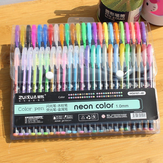 48Pcs Gel Pens Refills Glitter Gel Pens Refills Neon Gel Pen Refills Coloring Pens Refills Flash Refills for Crafting Drawing Adult Coloring Book