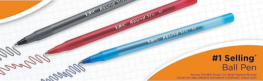 BIC Round Stic Xtra .. Life Ballpoint Pen, Medium .. Point (1.0mm), Blue, 10-Count