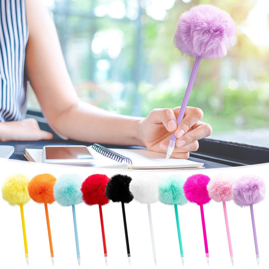 DAILIHIVE 2pcs Fluffy Ballpoint Pen,Plastic Ball Pen Cartoons Cute Decompression Hand Account Pen,for Fuzzy Pens for Office,Heart Gift Pen,Exquisite Appearance,Cute Packaging,Suitable As Gift